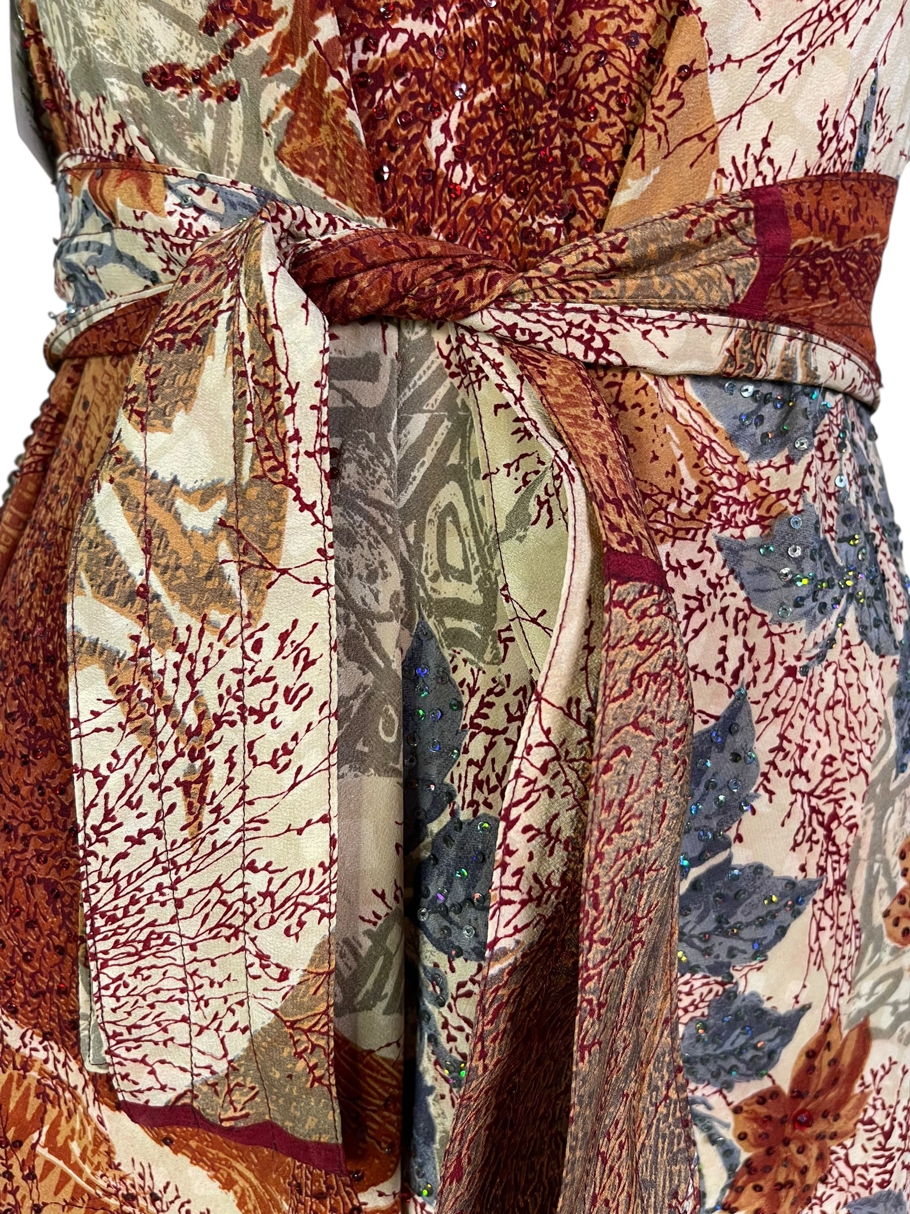PRC7248 Avatar Pure Silk Maxi Dress with Belt by sariKNOTsari – Handmade ethical Maxi Dress from sariKNOTsari using upcycled silk. Designed in Canada for travel and slow fashion, loved from Toronto to LA to Sydney.