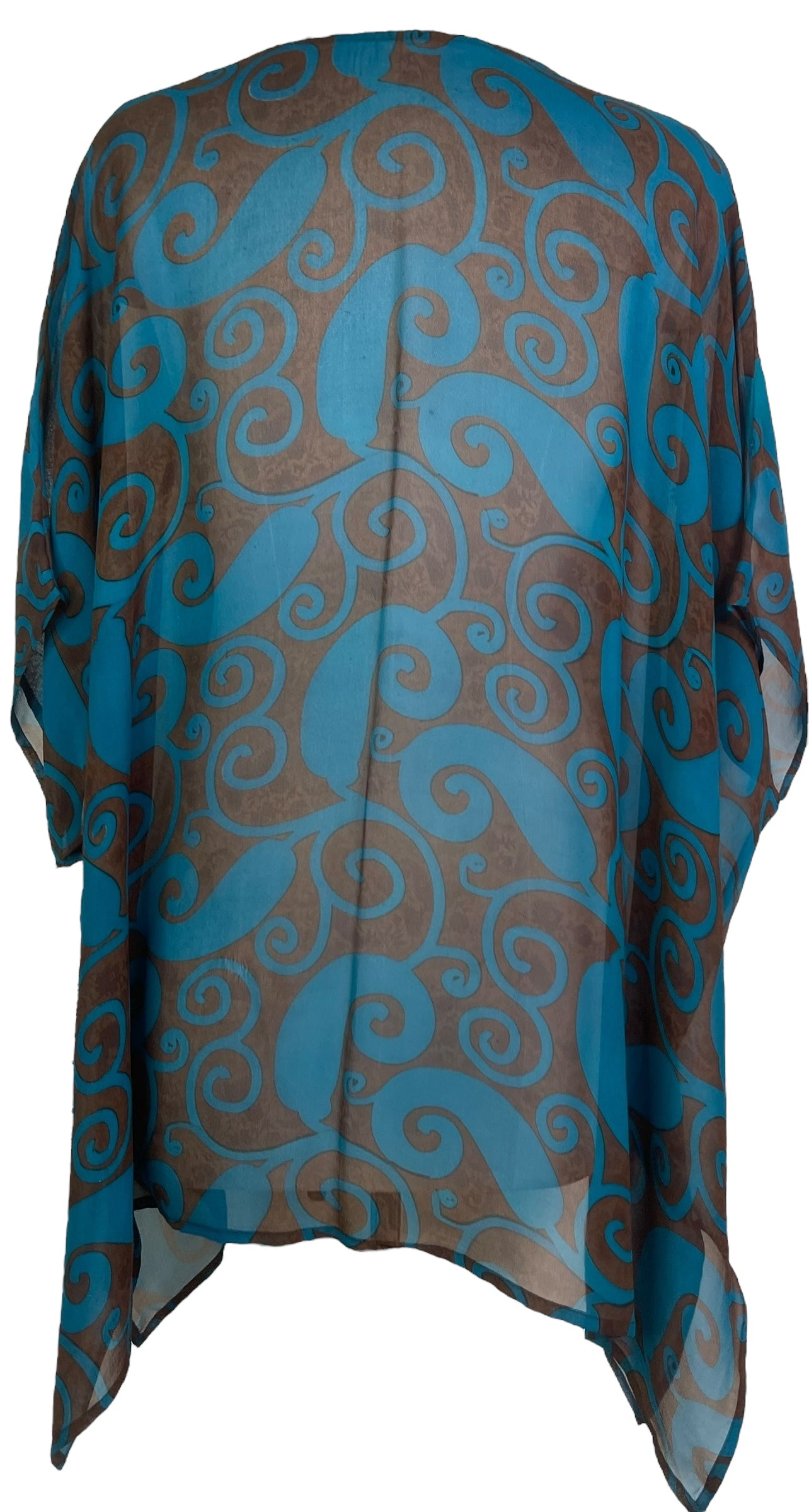 PRG7719 Sheer Wabi Sabi Pure Silk Short Kaftan Tunic with Slits