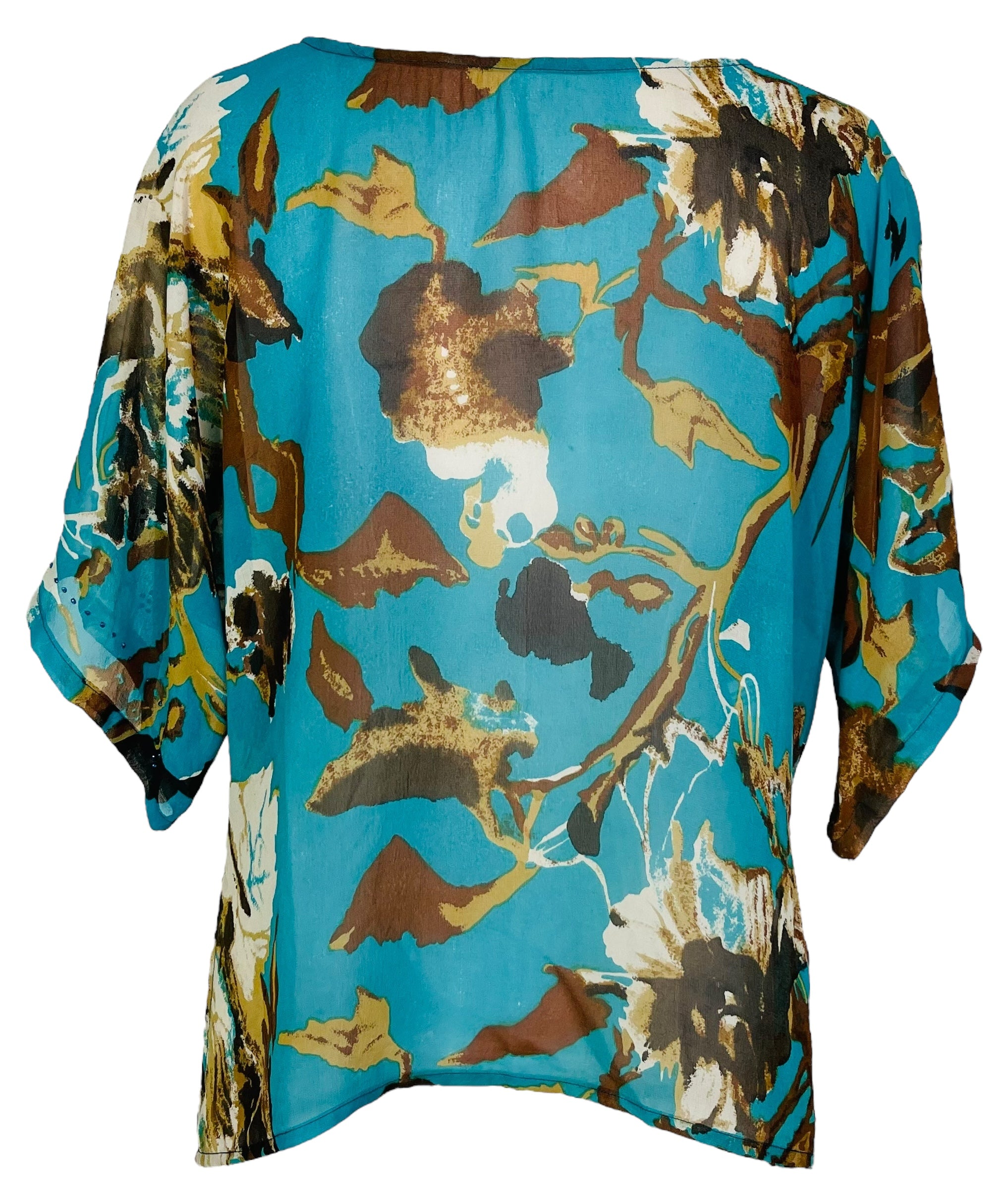 PRG7536 Sheer Avatar Pure Silk Side Slit Top