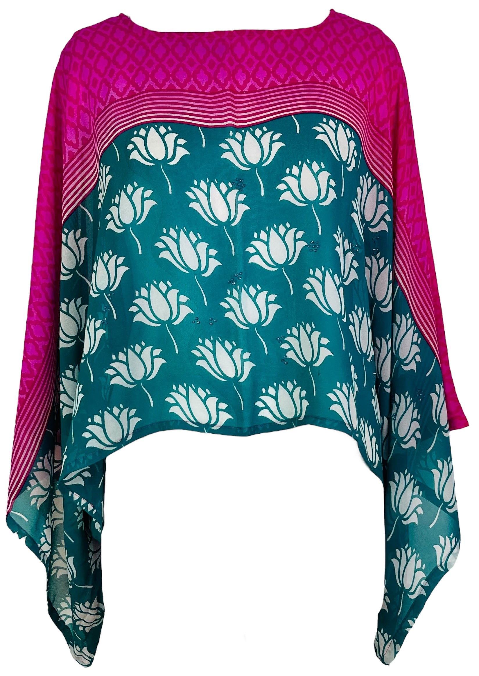 PRG7349 Sheer Avatar Pure Silk Kimono-Sleeved Top