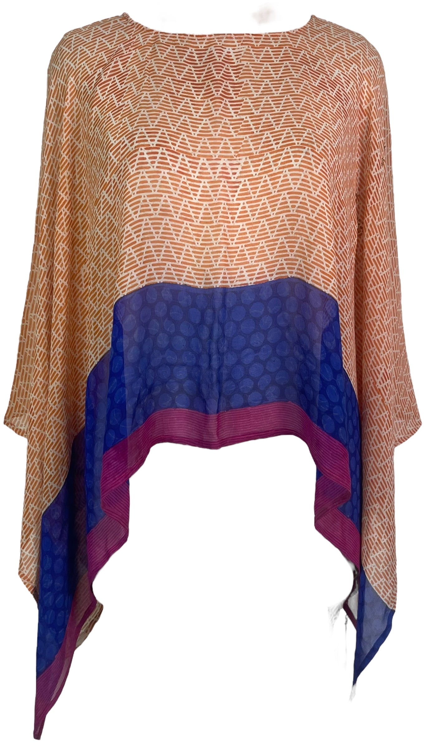 PREVIEW PRG7999 Sheer Pure Silk Wabi Sabi Capelet Poncho by DECEMBER2025 – Handmade ethical Poncho from sariKNOTsari using upcycled silk. Designed in Canada for travel and slow fashion, loved from Toronto to LA to Sydney.
