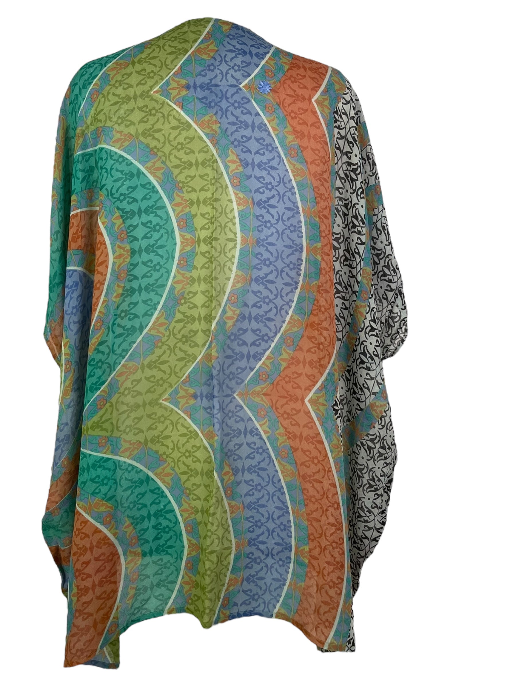 PRG7363 Sheer Wabi Sabi Pure Silk Short Kaftan Tunic Without Slits