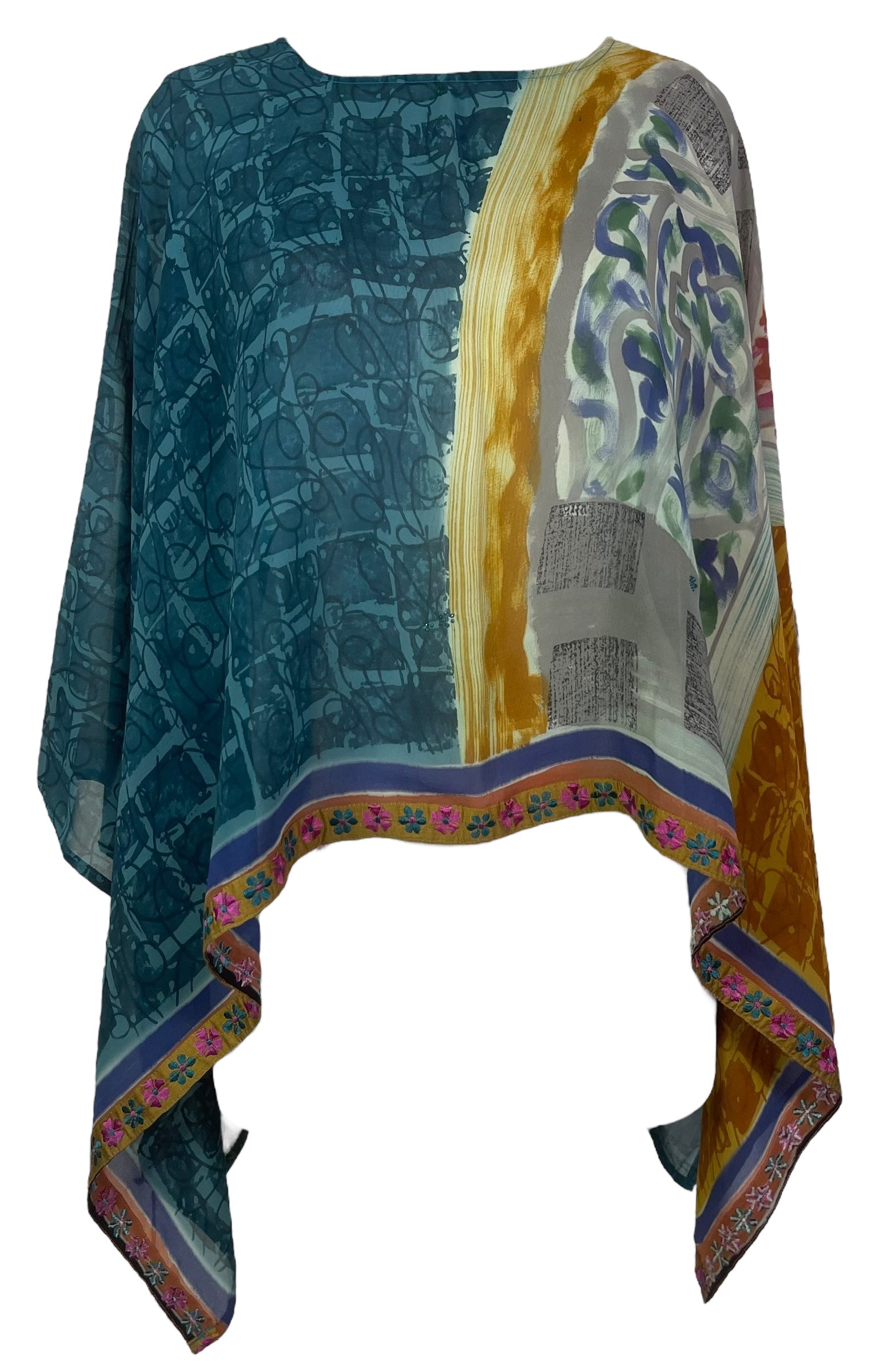 PRG7706 Sheer Avatar Pure Silk Capelet Poncho