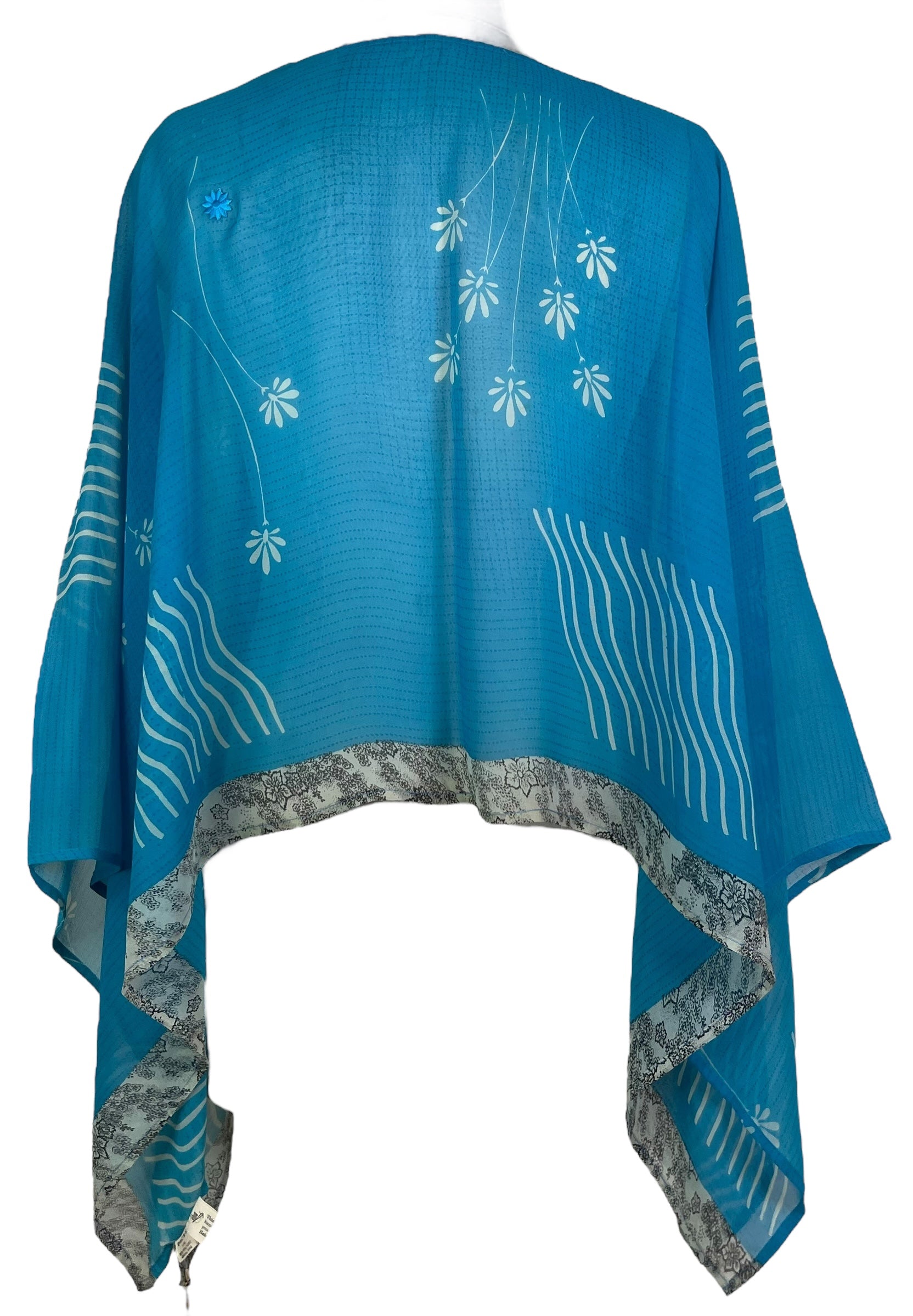 PREVIEW PRG7905 Sheer Pure Silk Wabi Sabi Capelet Poncho by DECEMBER2025 – Handmade ethical Poncho from sariKNOTsari using upcycled silk. Designed in Canada for travel and slow fashion, loved from Toronto to LA to Sydney.