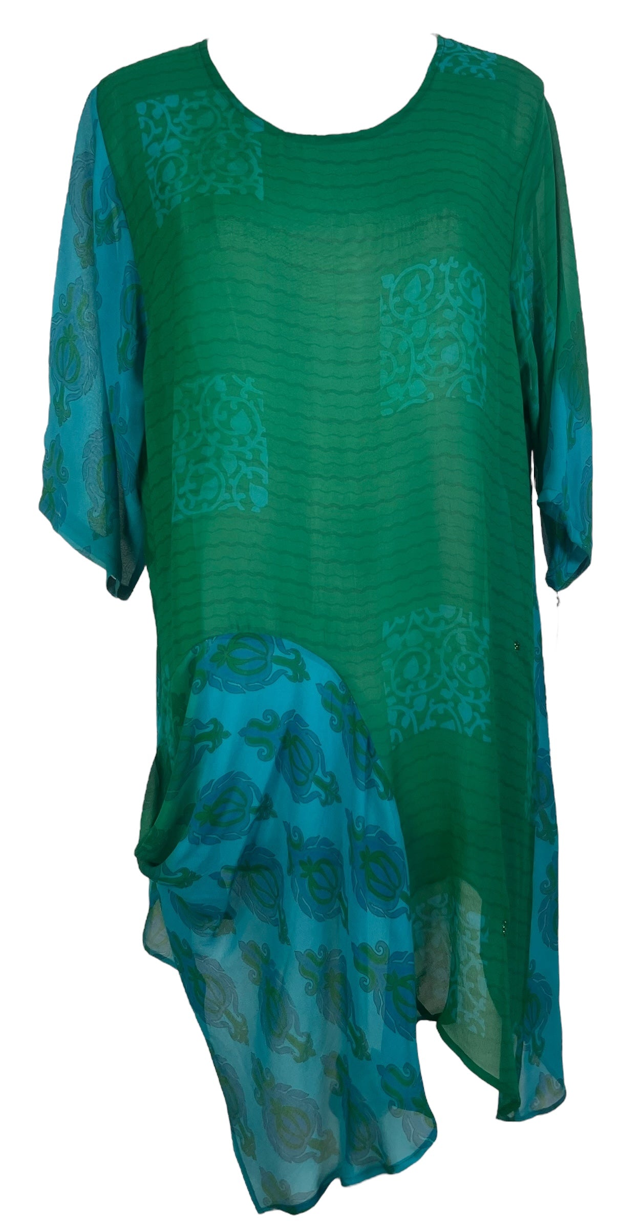 PRG7967 Sheer Avatar Pure Silk Self Pocket Tunic Dress