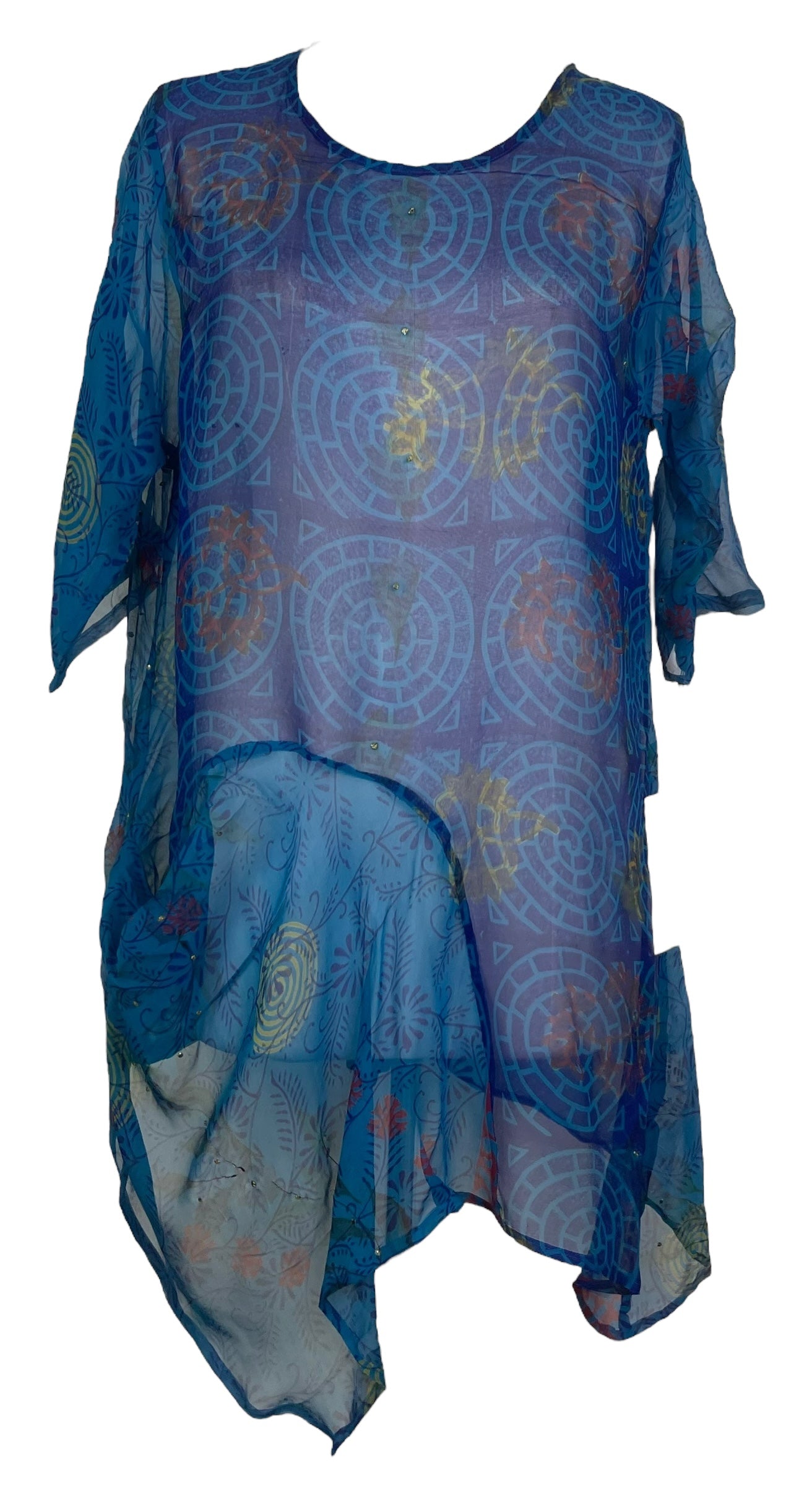 PRG7780 Sheer Avatar Pure Silk Self Pocket Tunic Dress
