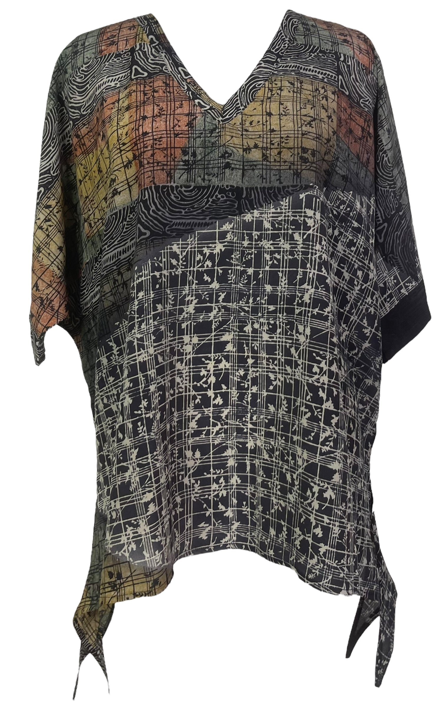 PRC8074 Avatar Pure Silk Long Tunic with Side Ties