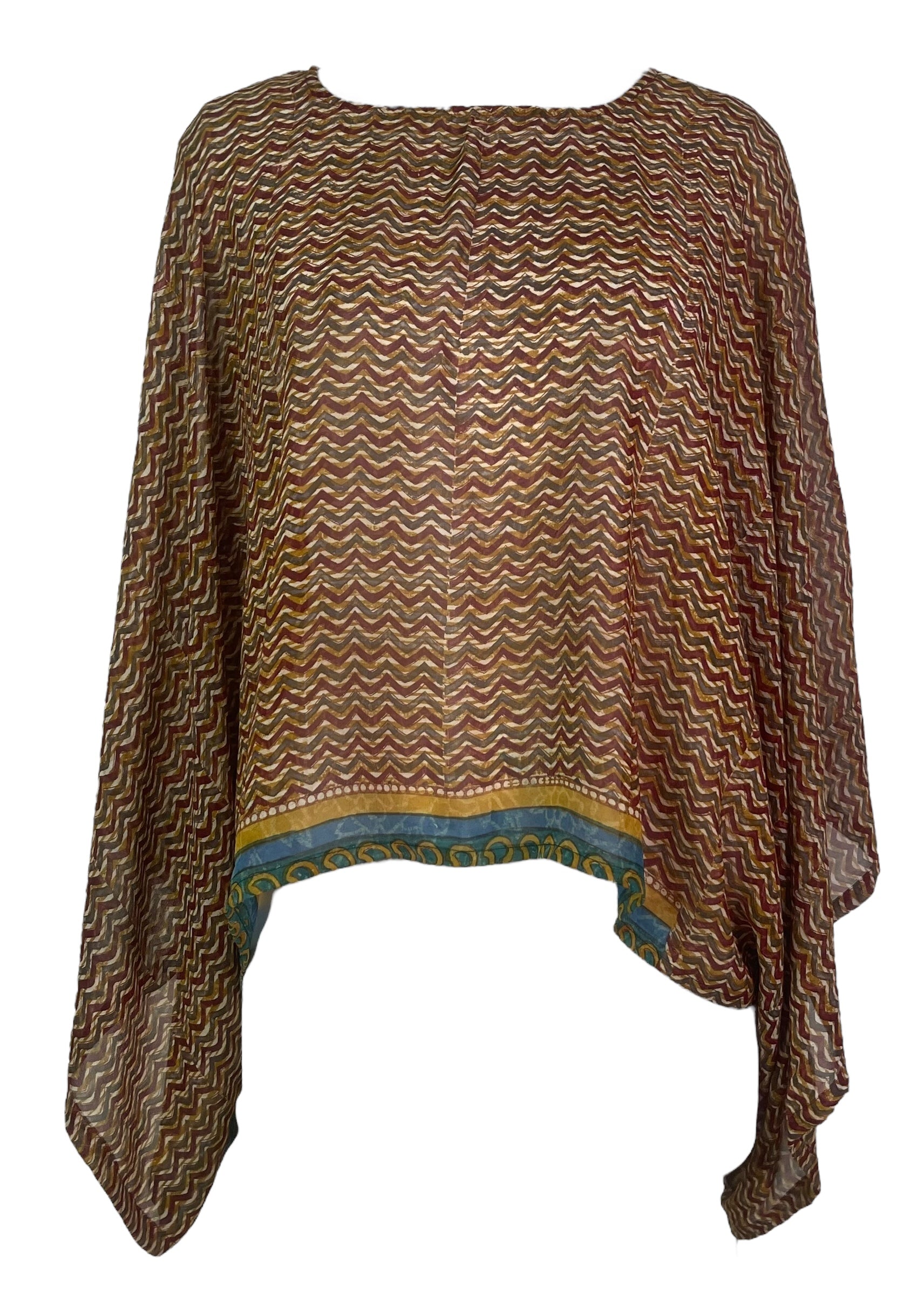 PREVIEW PRG8108 Sheer Avatar Pure Silk Kimono-Sleeved Top by DECEMBER2025 – Handmade ethical Kimono Top from sariKNOTsari using upcycled silk. Designed in Canada for travel and slow fashion, loved from Toronto to LA to Sydney.