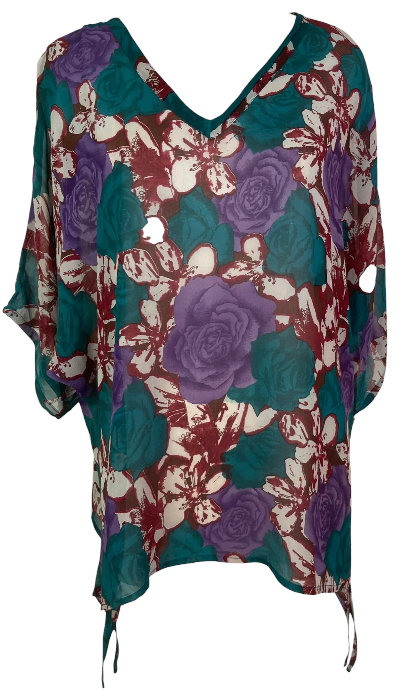 PRG8441 Sheer Wabi Sabi Pure Silk Long Tunic with Side Ties