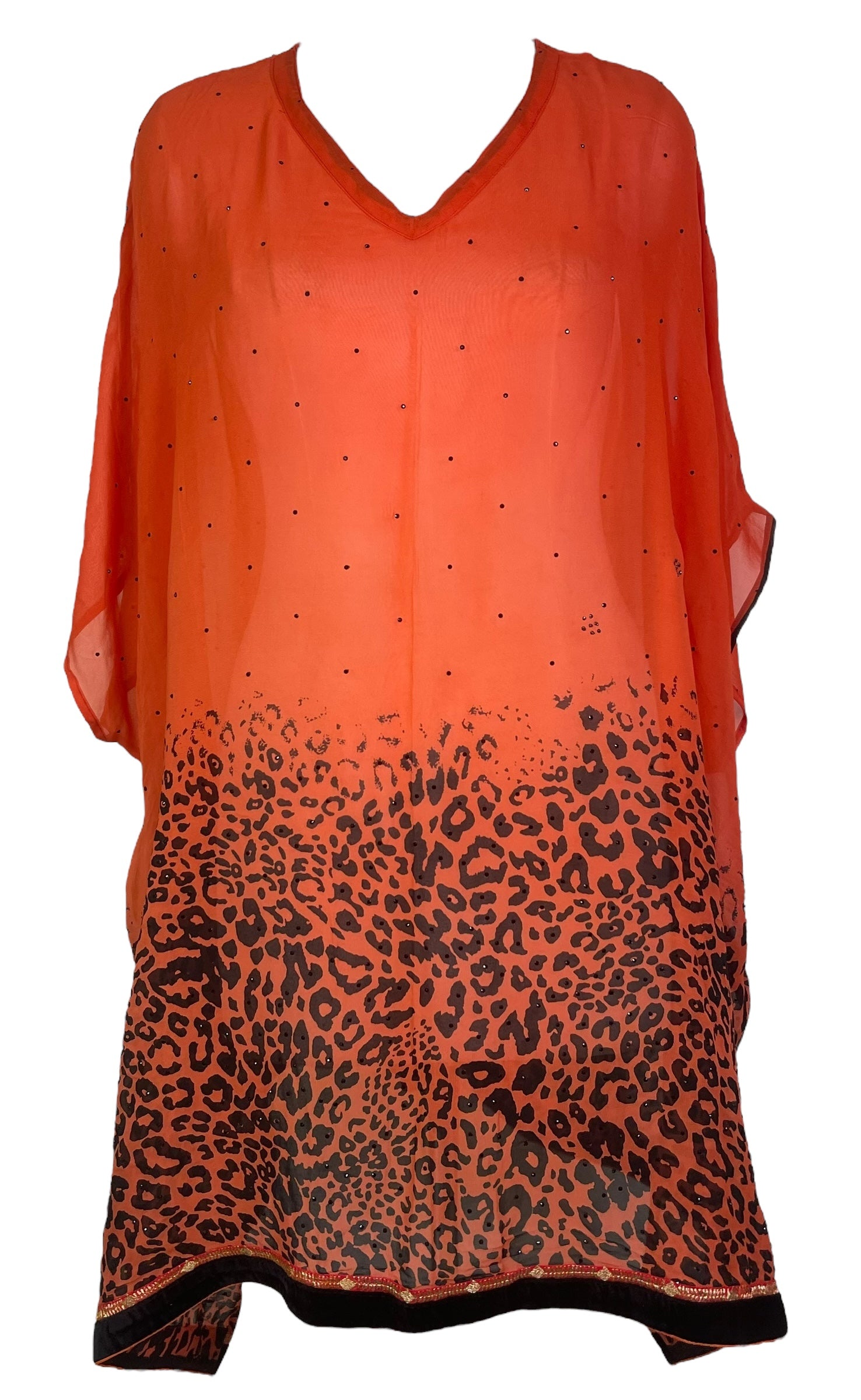 PREVIEW PRG8037 Sheer Avatar Pure Silk Short Kaftan Tunic with Slits by FEBRUARY2026 – Handmade ethical Short Kaftan from sariKNOTsari using upcycled silk. Designed in Canada for travel and slow fashion, loved from Toronto to LA to Sydney.