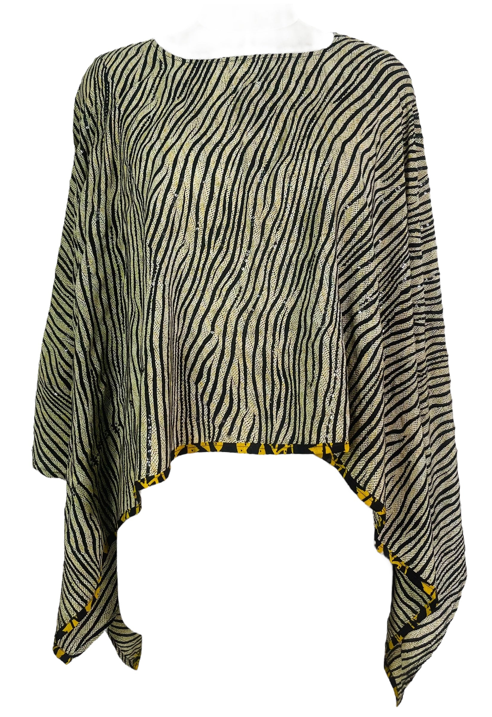 PREVIEW PRC7948 Avatar Pure Silk Capelet Poncho by DECEMBER2025 – Handmade ethical Poncho from sariKNOTsari using upcycled silk. Designed in Canada for travel and slow fashion, loved from Toronto to LA to Sydney.