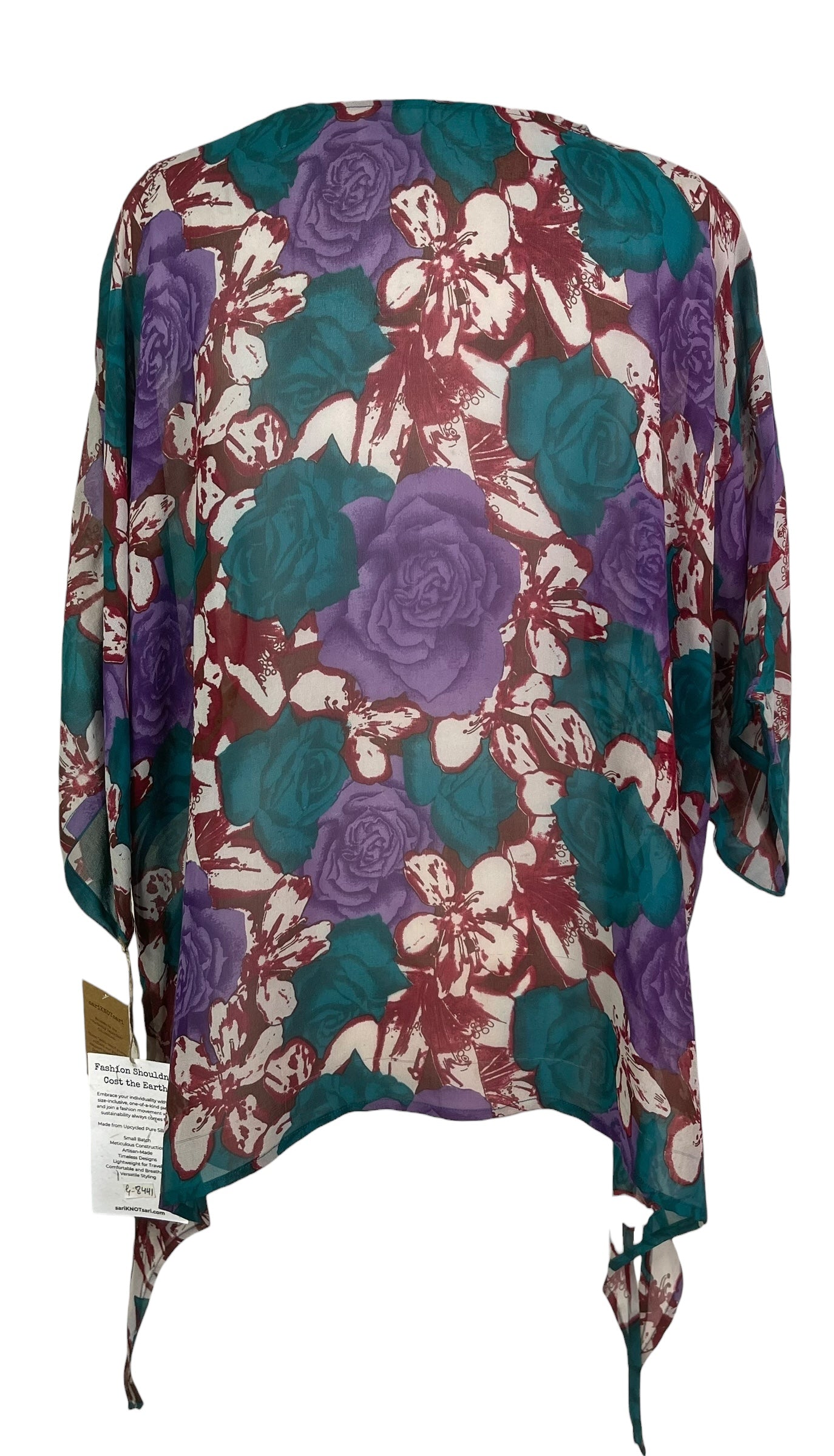 PRG8441 Sheer Wabi Sabi Pure Silk Long Tunic with Side Ties