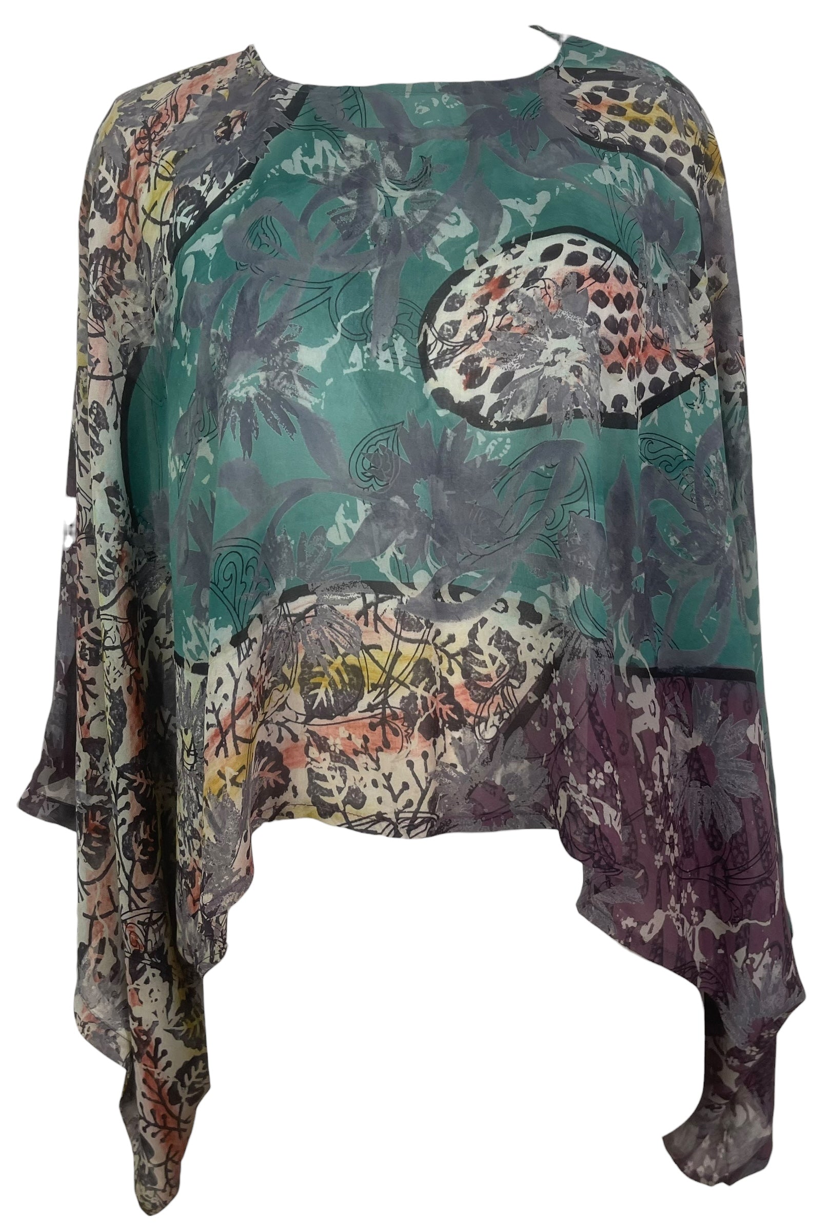 PREVIEW PRG8521 Sheer Wabi Sabi Pure Silk Kimono-Sleeved Top