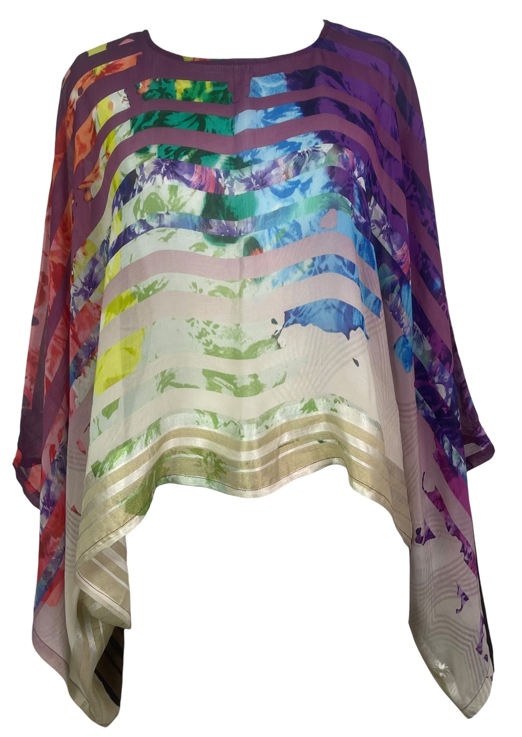 PREVIEW PRG8623 Sheer Wabi Sabi Pure Silk Kimono-Sleeved Top