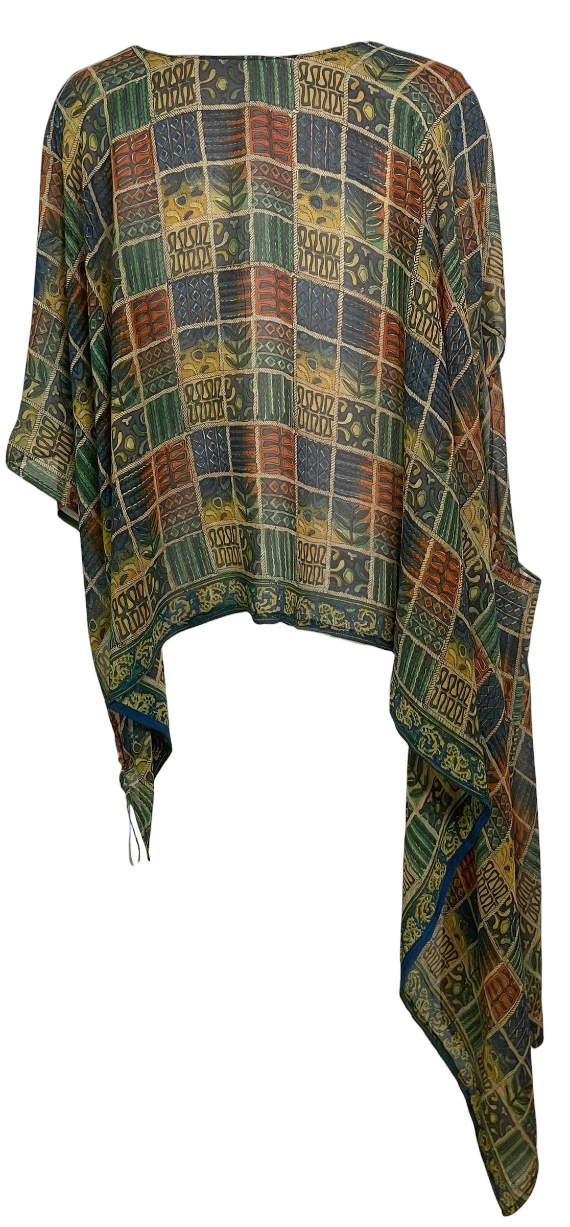 PREVIEW PRG8711 Sheer Avatar Pure Silk Versatile Vest by MARCH2026 – Handmade ethical Vest from sariKNOTsari using upcycled silk. Designed in Canada for travel and slow fashion, loved from Toronto to LA to Sydney. Featuring Zsiska, Bryn Walker and Artisan Leather coats by Rejean Pepin, Pepin designs