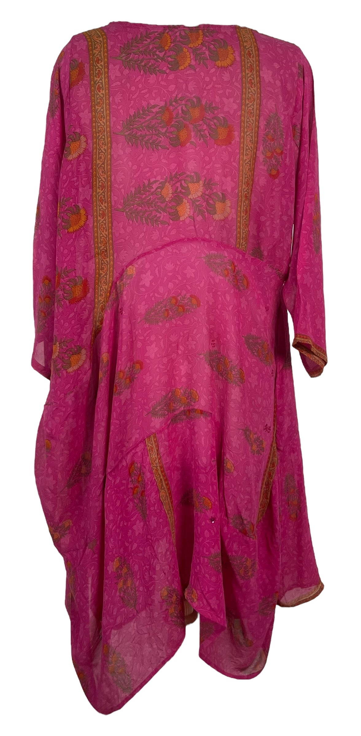 PRG7903 Sheer Avatar Pure Silk Sculptural Long Tunic Dress