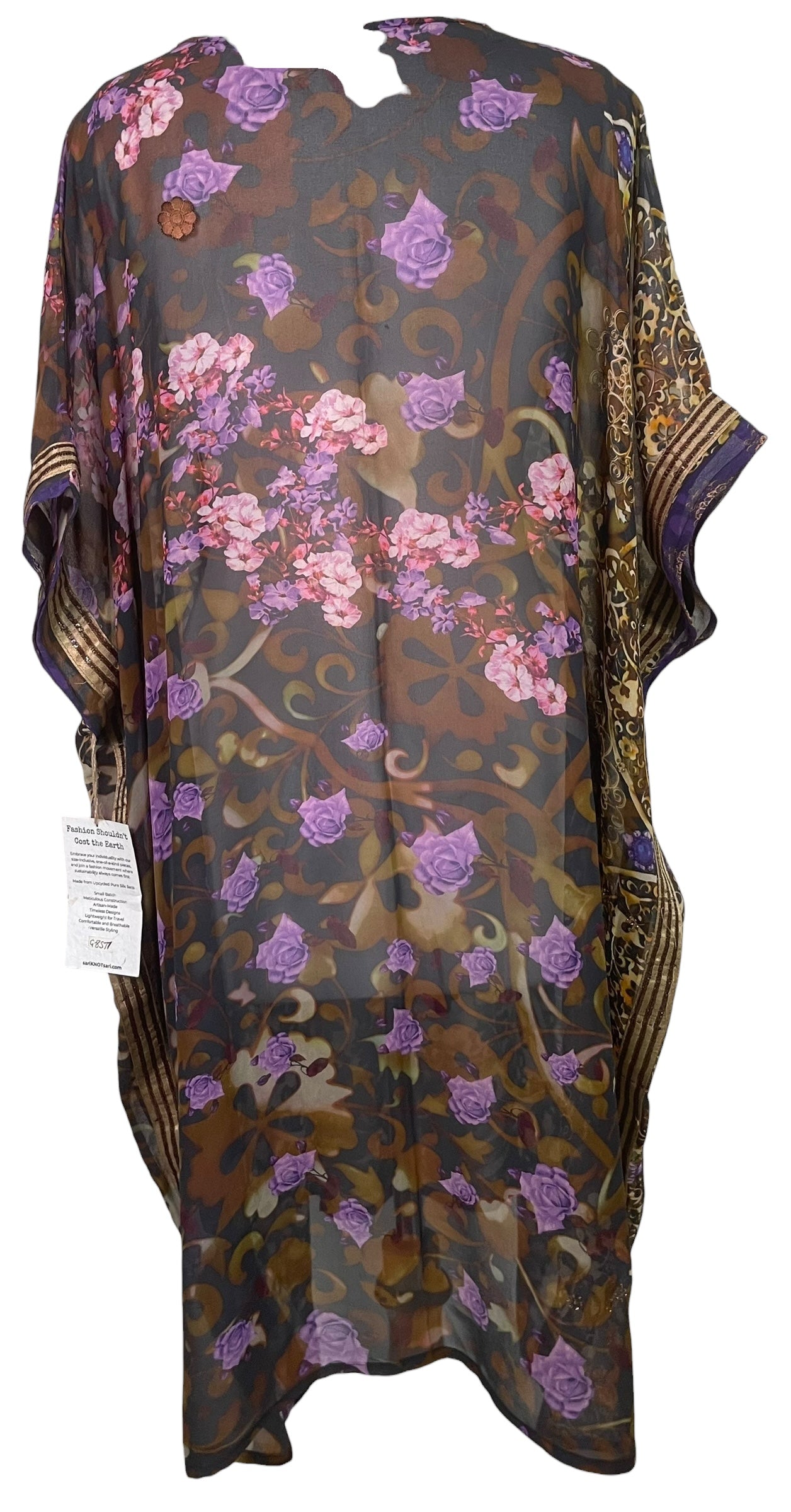 PRG8577 Sheer Avatar Pure Silk Midi Length Kaftan