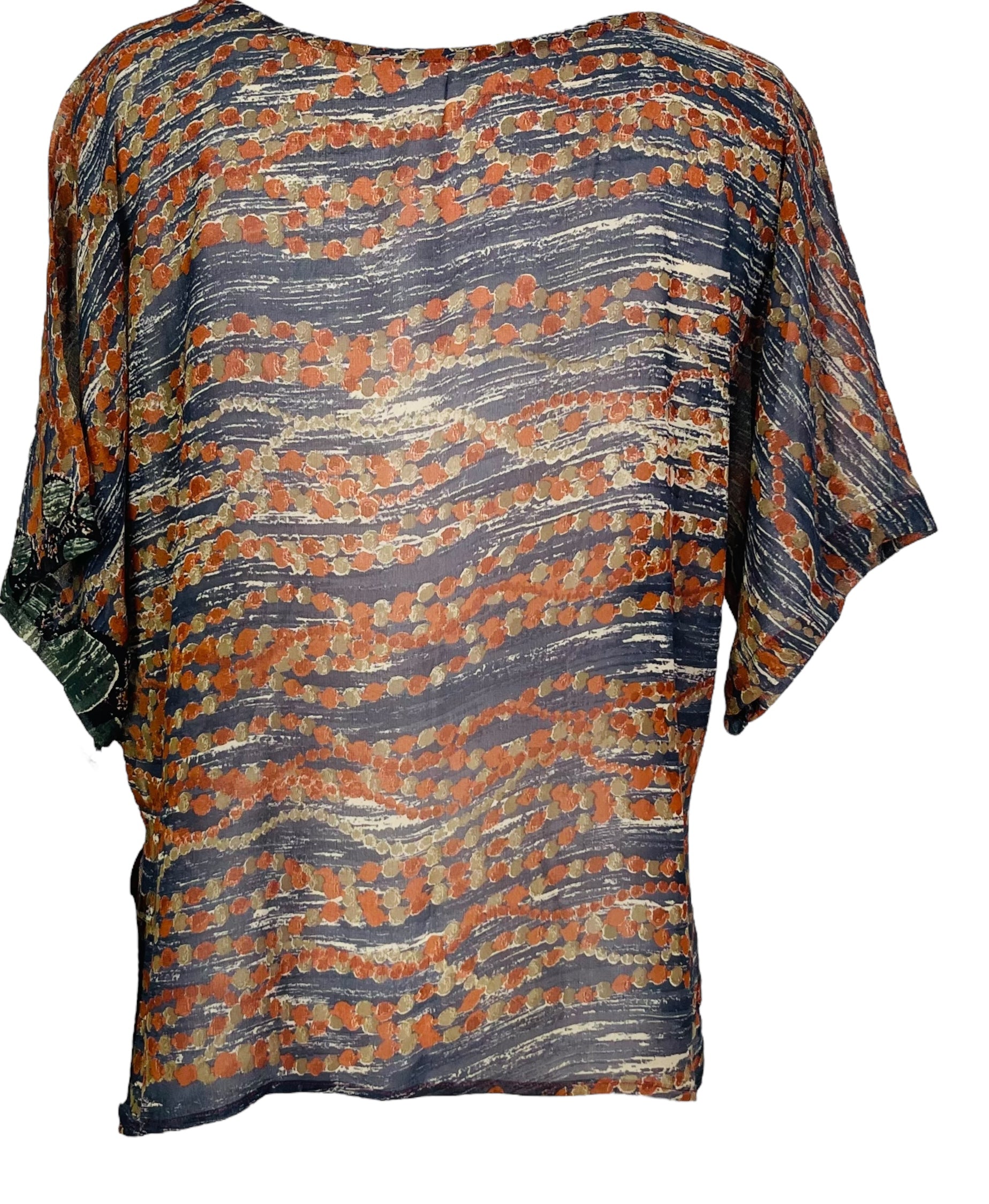 PRG7535 Sheer Avatar Pure Silk Side Slit Top