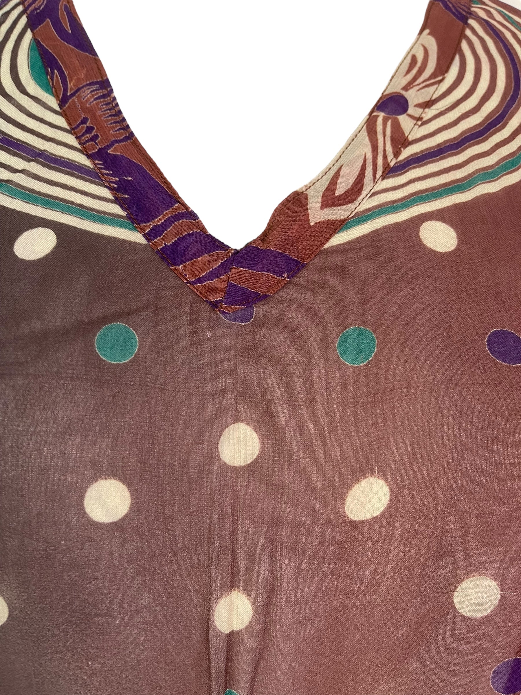 PRG7358 Sheer Wabi Sabi Pure Silk Short Kaftan Tunic Without Slits