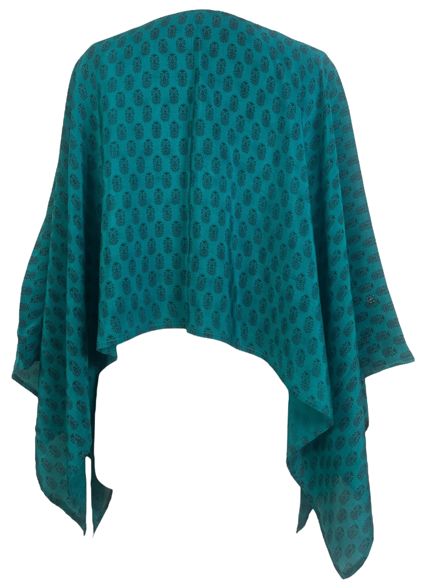 PREVIEW PRC7971 Avatar Pure Silk Capelet Poncho by DECEMBER2025 – Handmade ethical Poncho from sariKNOTsari using upcycled silk. Designed in Canada for travel and slow fashion, loved from Toronto to LA to Sydney.