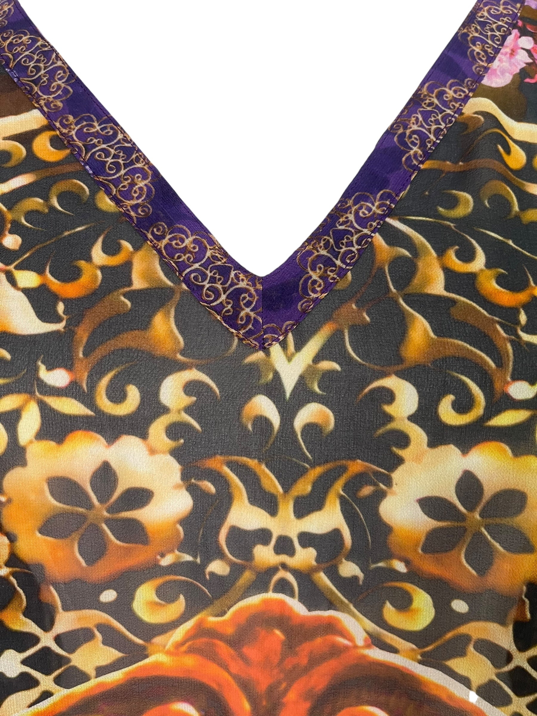 PRG8577 Sheer Avatar Pure Silk Midi Length Kaftan