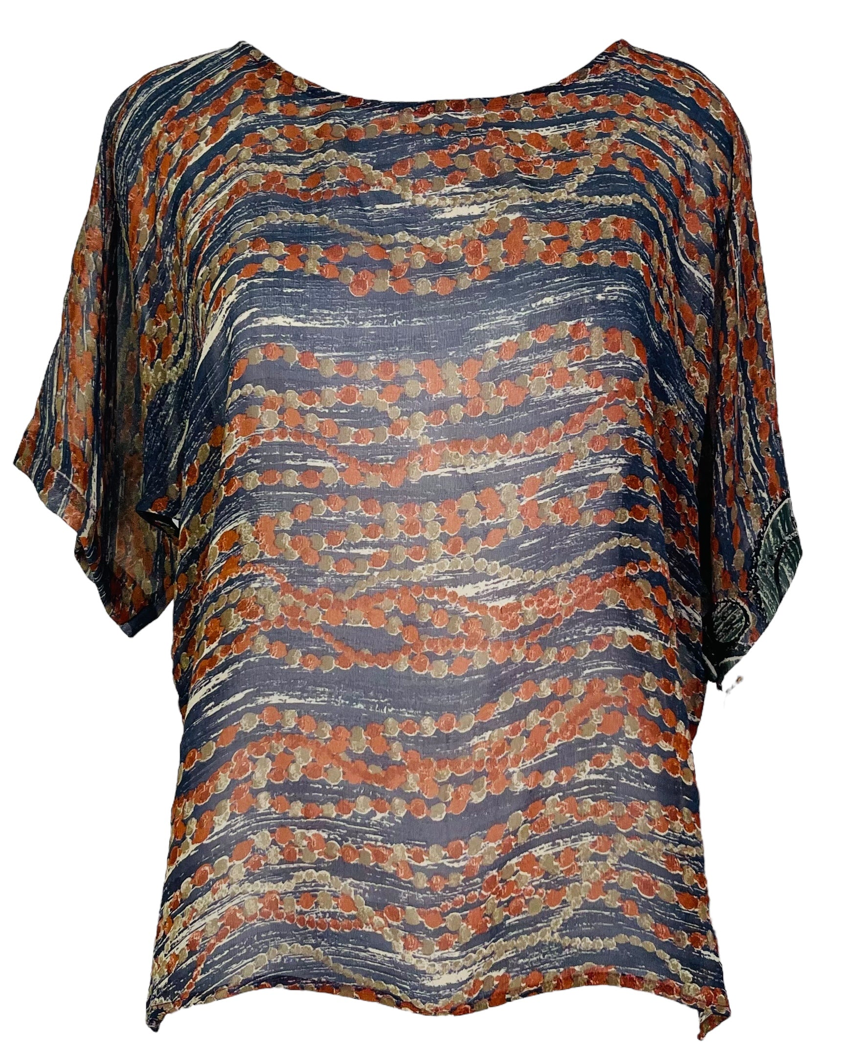 PRG7535 Sheer Avatar Pure Silk Side Slit Top