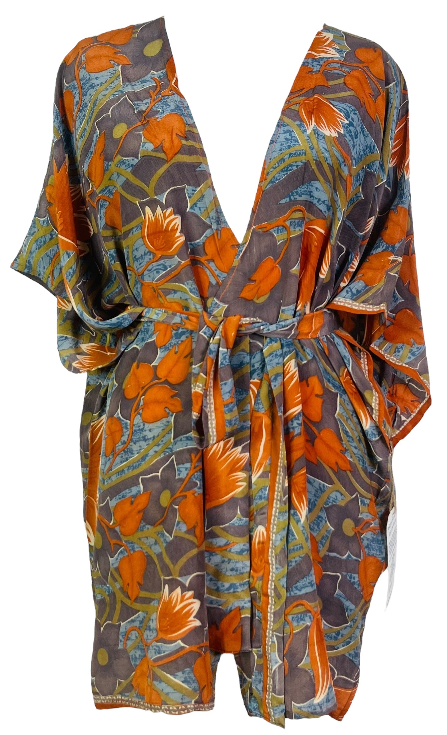 PRC7520 Avatar Pure Silk Kimono-Sleeved Jacket with Belt