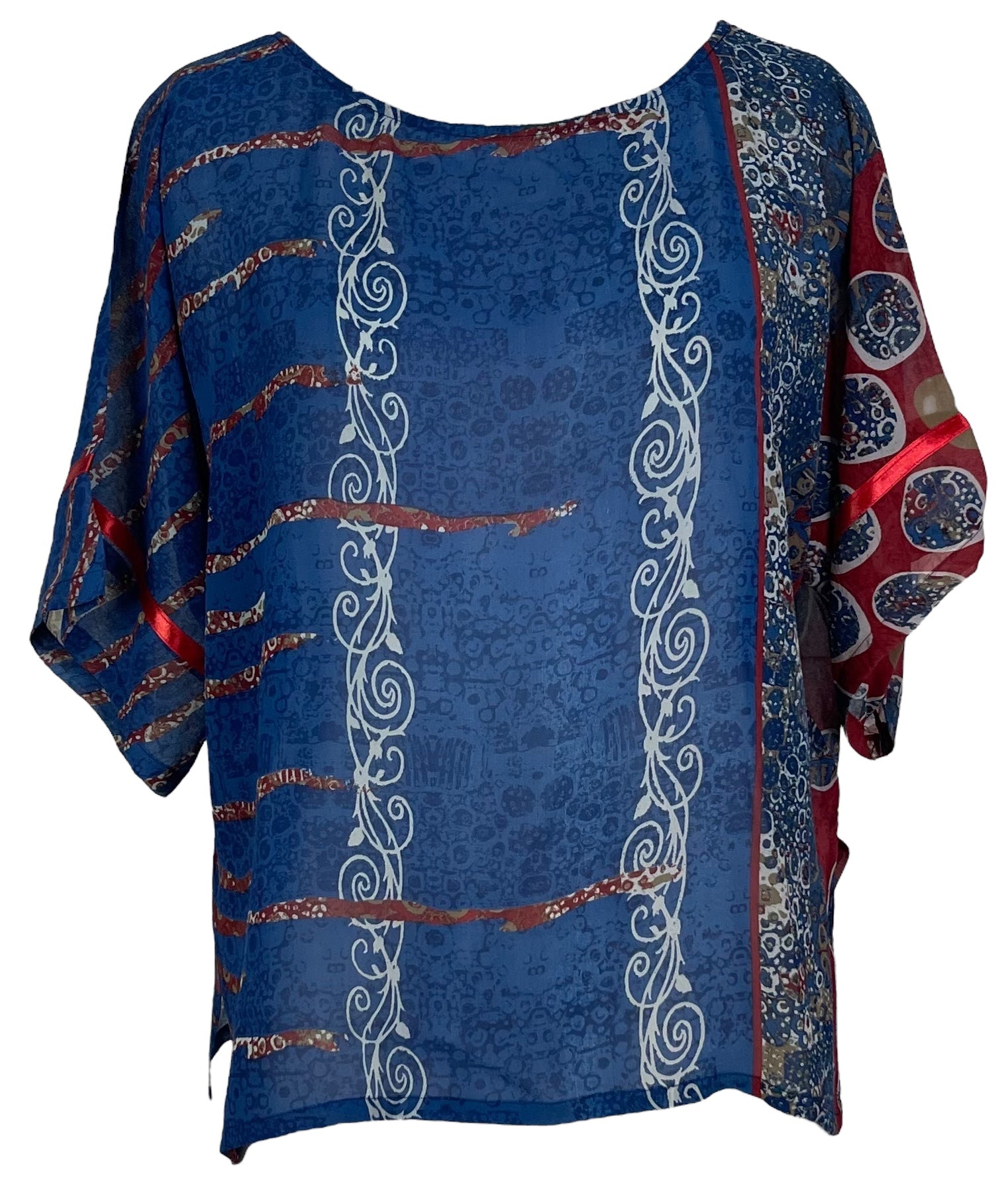 PRG6412 Sheer Wabi Sabi Pure Silk Side Slit Top