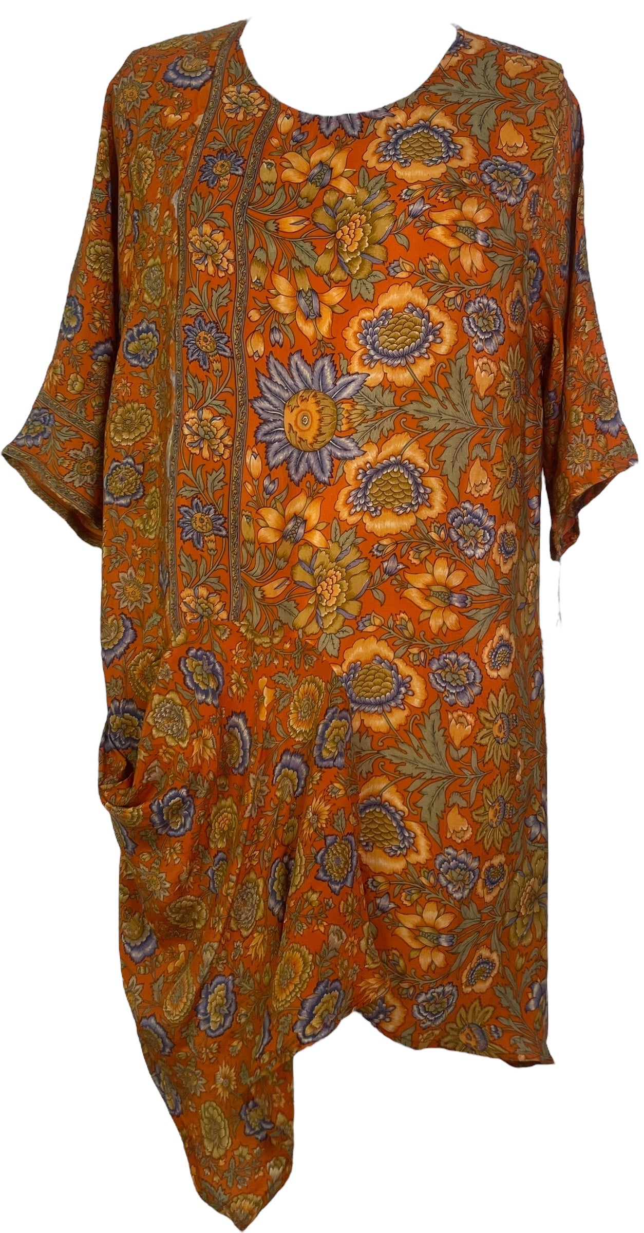 PRC7881 Avatar Pure Silk Self Pocket Tunic Dress