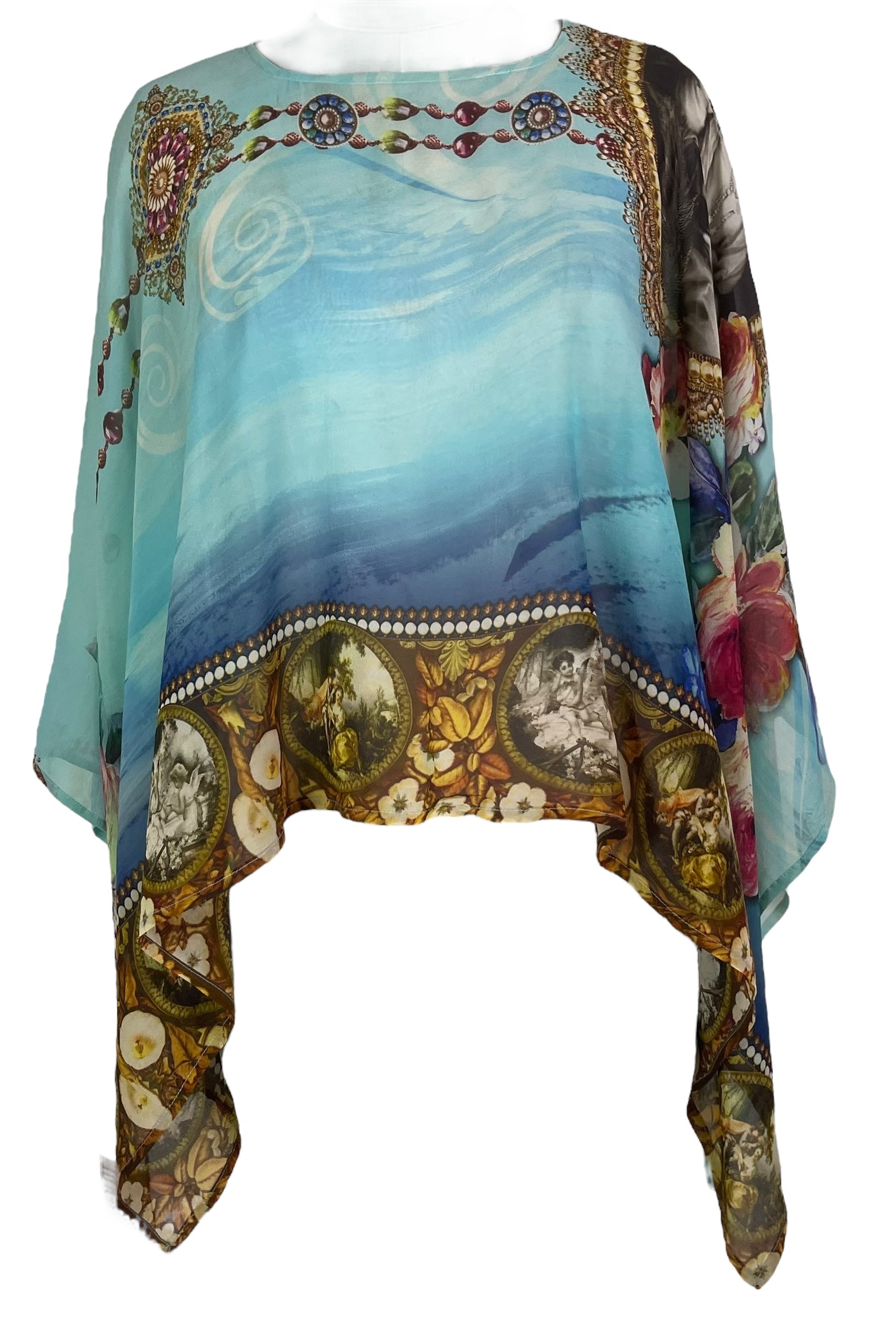 PREVIEW PRG8040A Sheer Pure Silk Wabi Sabi Capelet Poncho by DECEMBER2025 – Handmade ethical Poncho from sariKNOTsari using upcycled silk. Designed in Canada for travel and slow fashion, loved from Toronto to LA to Sydney.