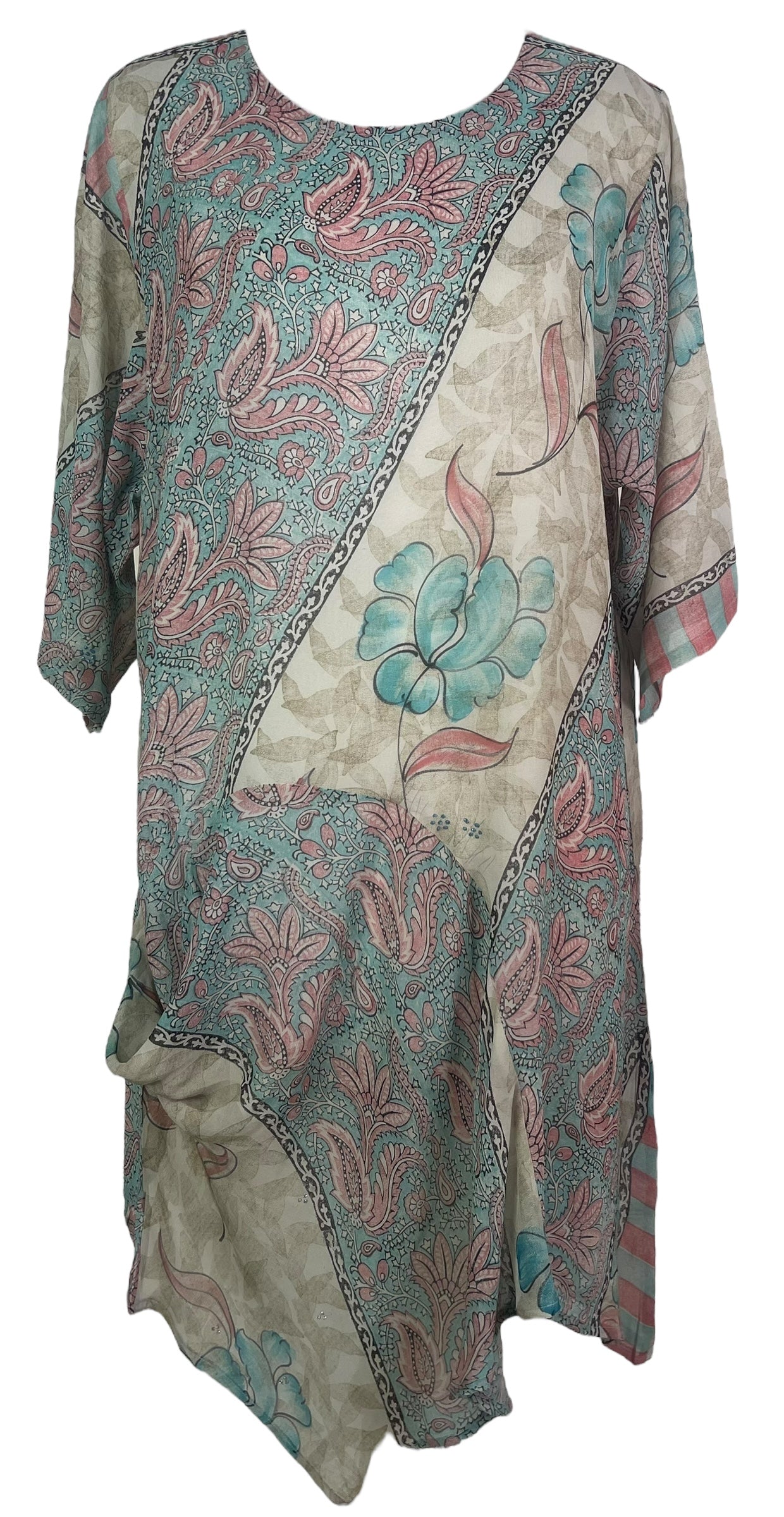 PRG7953 Sheer Avatar Pure Silk Self Pocket Tunic Dress