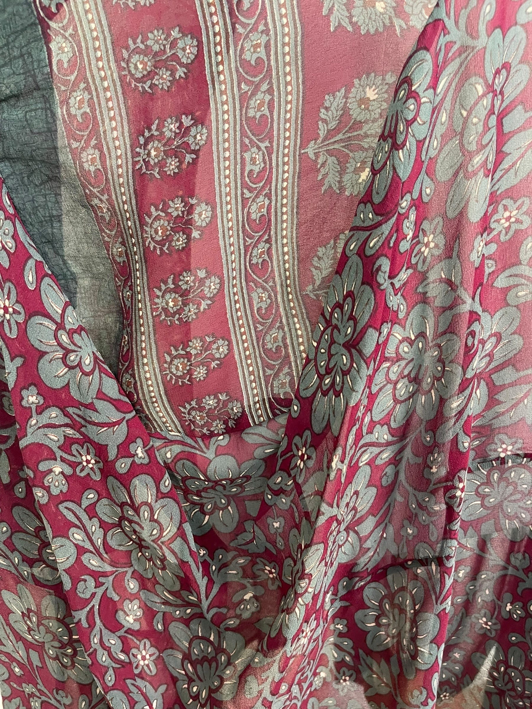 LADY LUCK PRG7183 Sheer Avatar Pure Silk Sculptural Long Tunic Dress