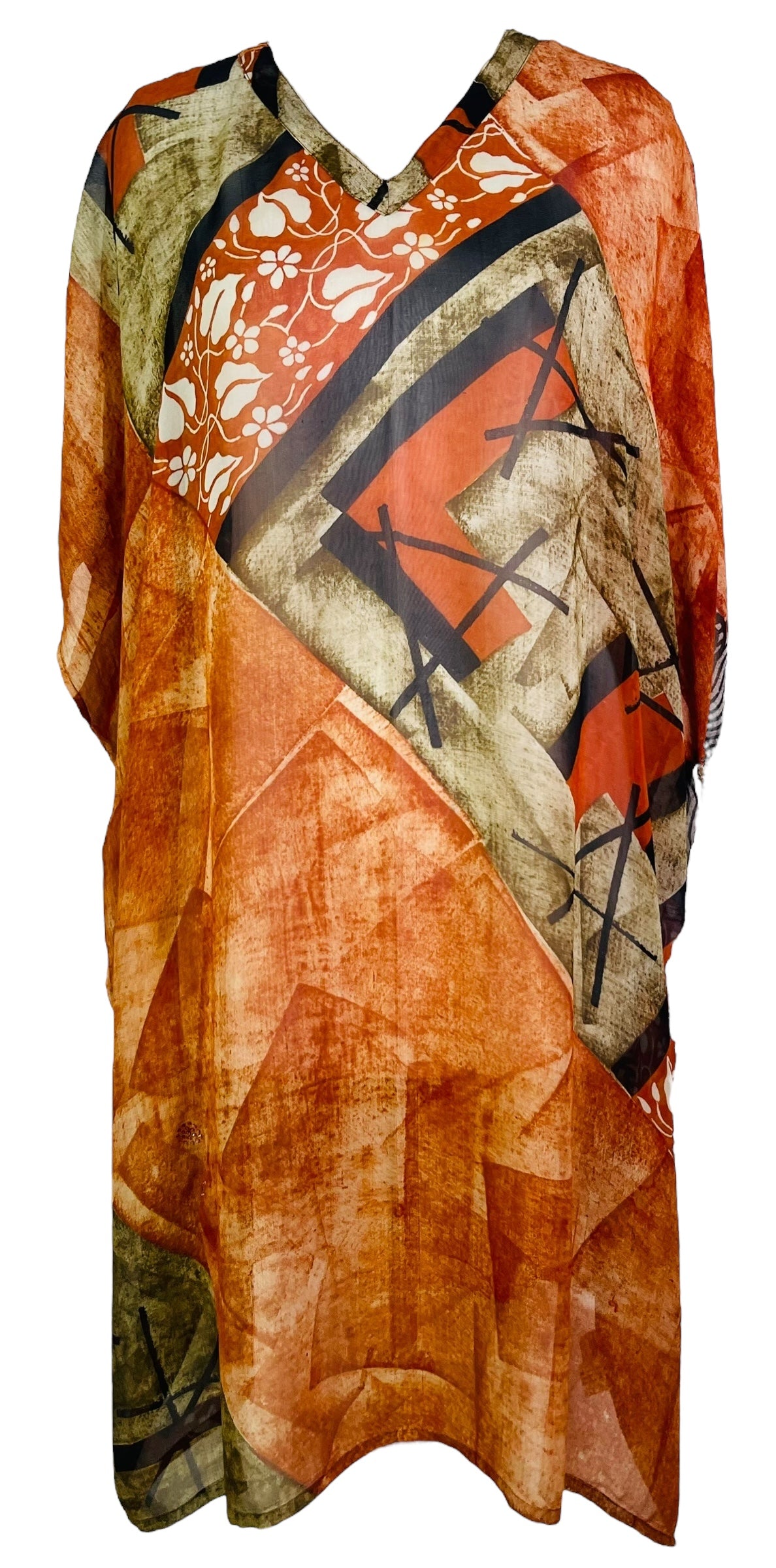 PRG7483 Sheer Avatar Pure Silk Midi Length Kaftan