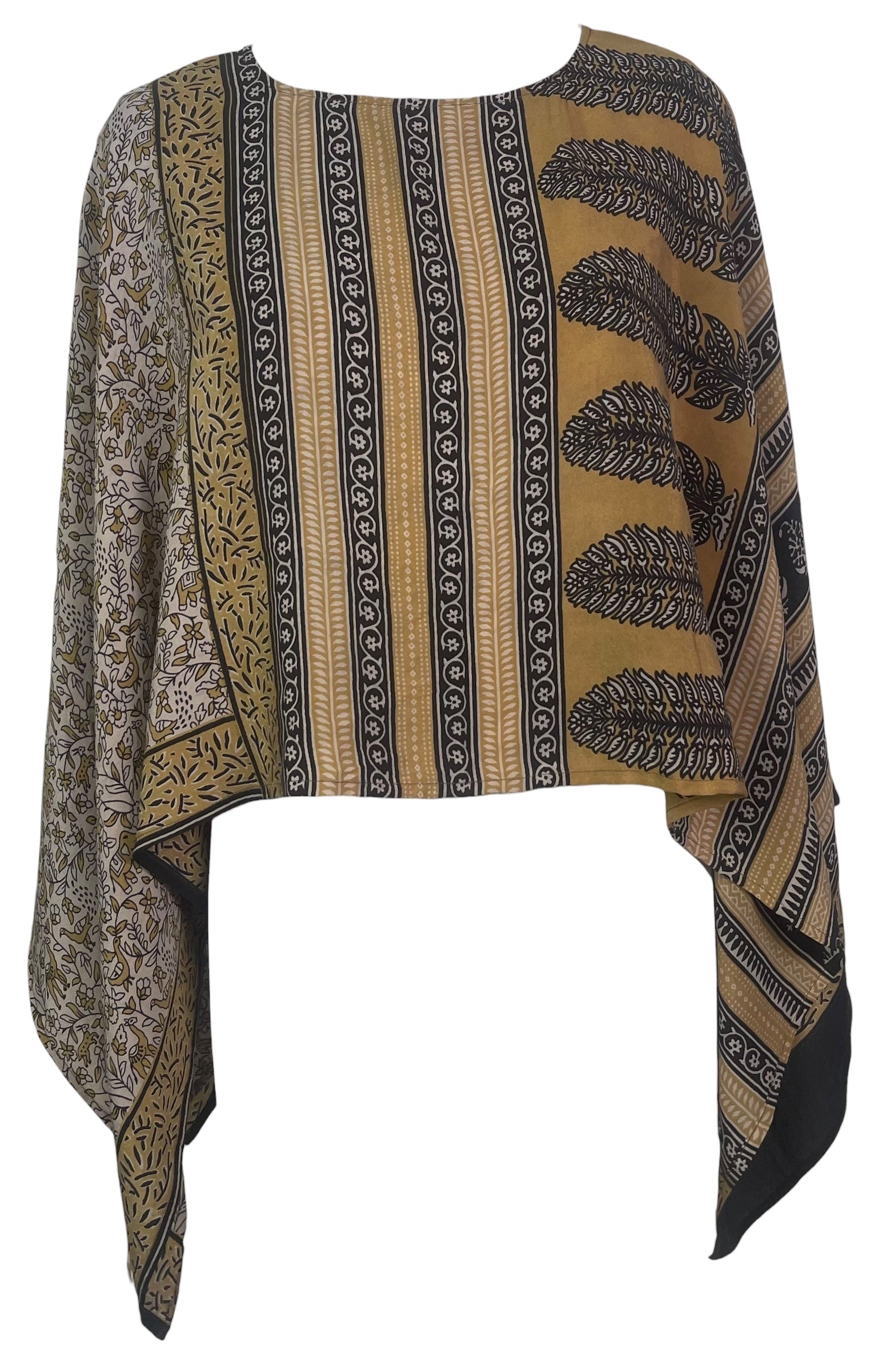 PREVIEW PRC8503 Avatar Pure Silk Capelet Poncho by FEBRUARY2026 – Handmade ethical Poncho from sariKNOTsari using upcycled silk. Designed in Canada for travel and slow fashion, loved from Toronto to LA to Sydney.