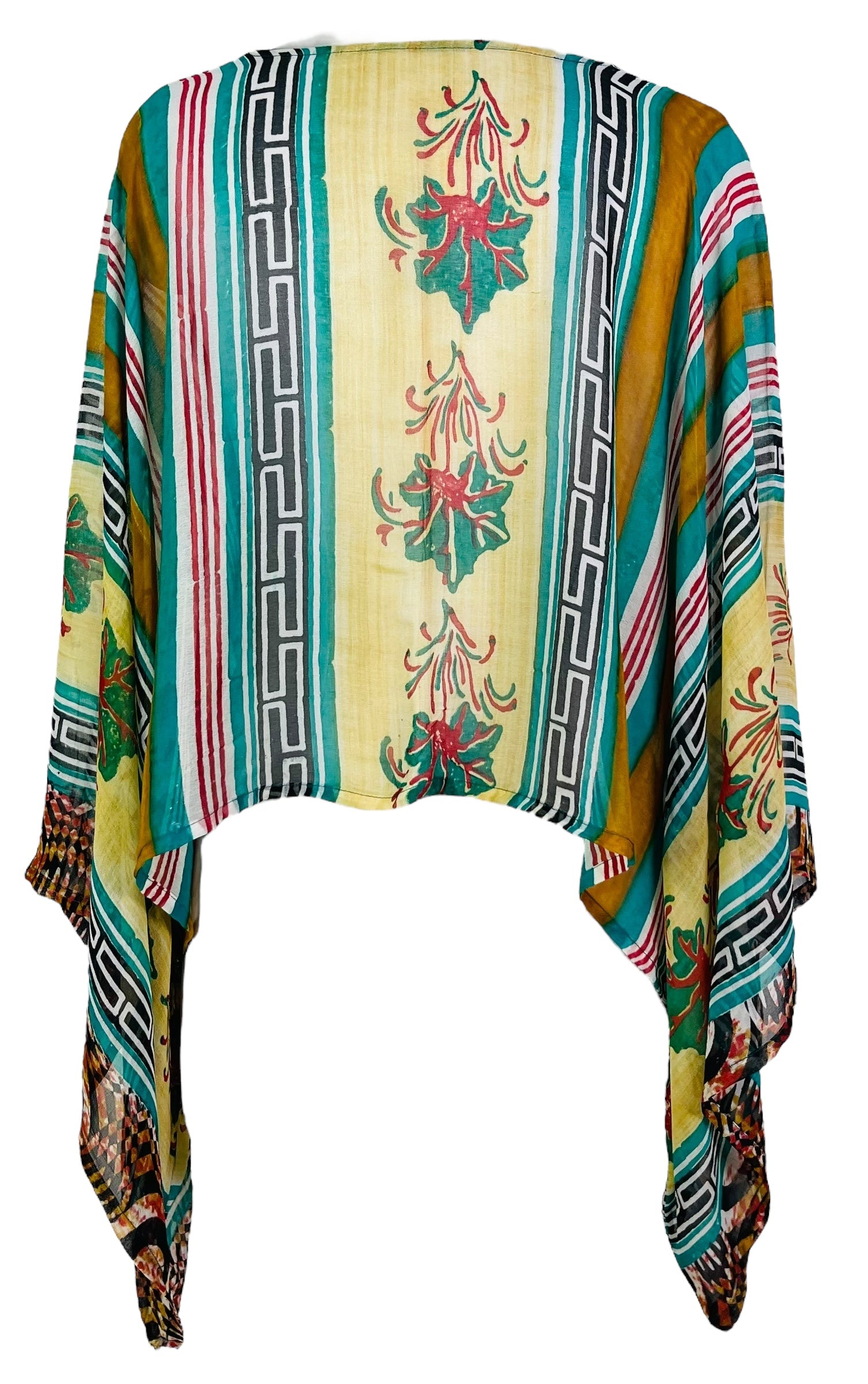 PRG7337 Sheer Avatar Pure Silk Kimono-Sleeved Top