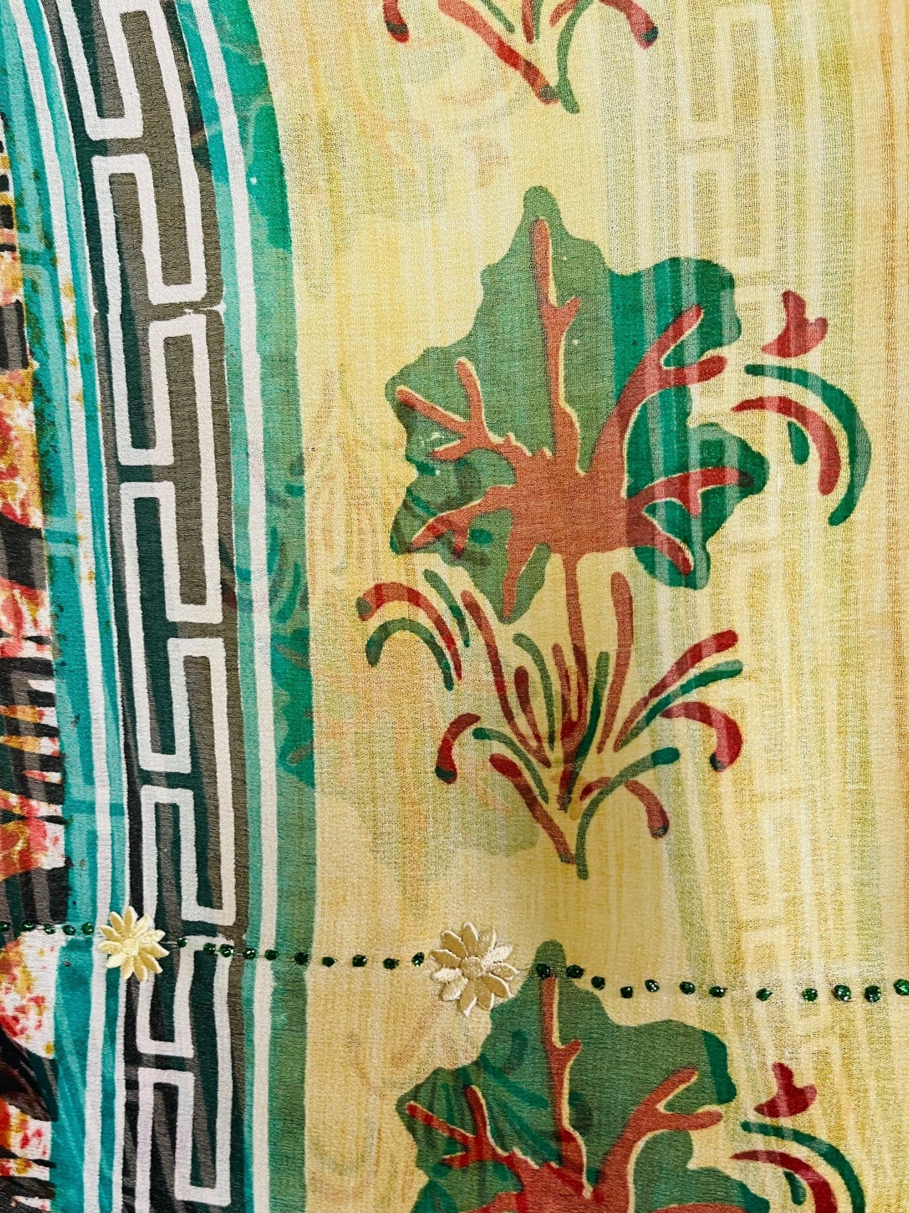 PRG7337 Sheer Avatar Pure Silk Kimono-Sleeved Top