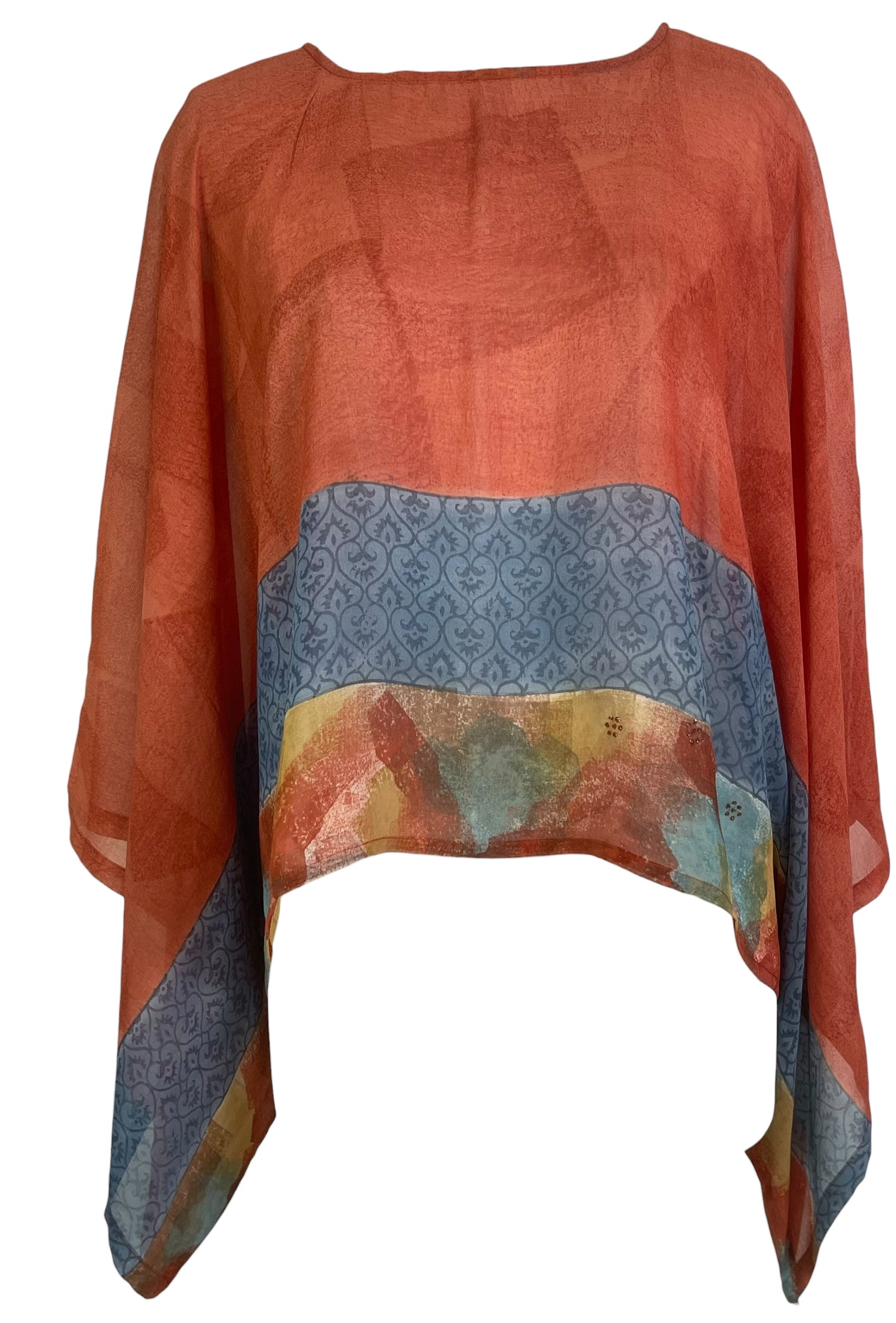 PREVIEW PRG8768 Sheer Avatar Pure Silk Kimono-Sleeved Top by MARCH2026 – Handmade ethical Kimono Top from sariKNOTsari using upcycled silk. Designed in Canada for travel and slow fashion, loved from Toronto to LA to Sydney. Featuring Zsiska, Bryn Walker and Artisan Leather coats by Rejean Pepin, Pepin designs