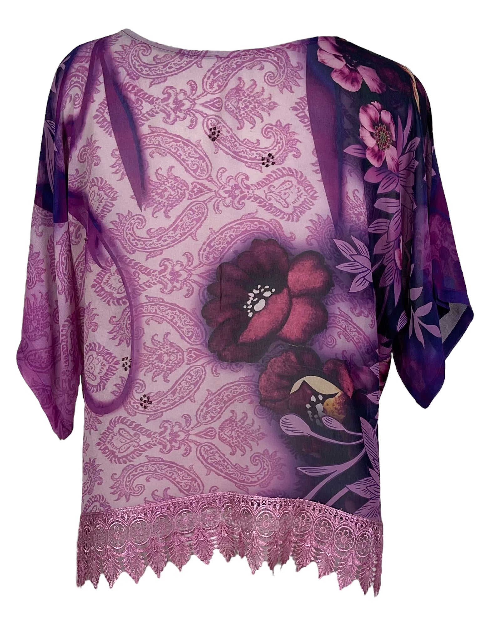 PRG6424 Sheer Wabi Sabi Pure Silk Side Slit Top