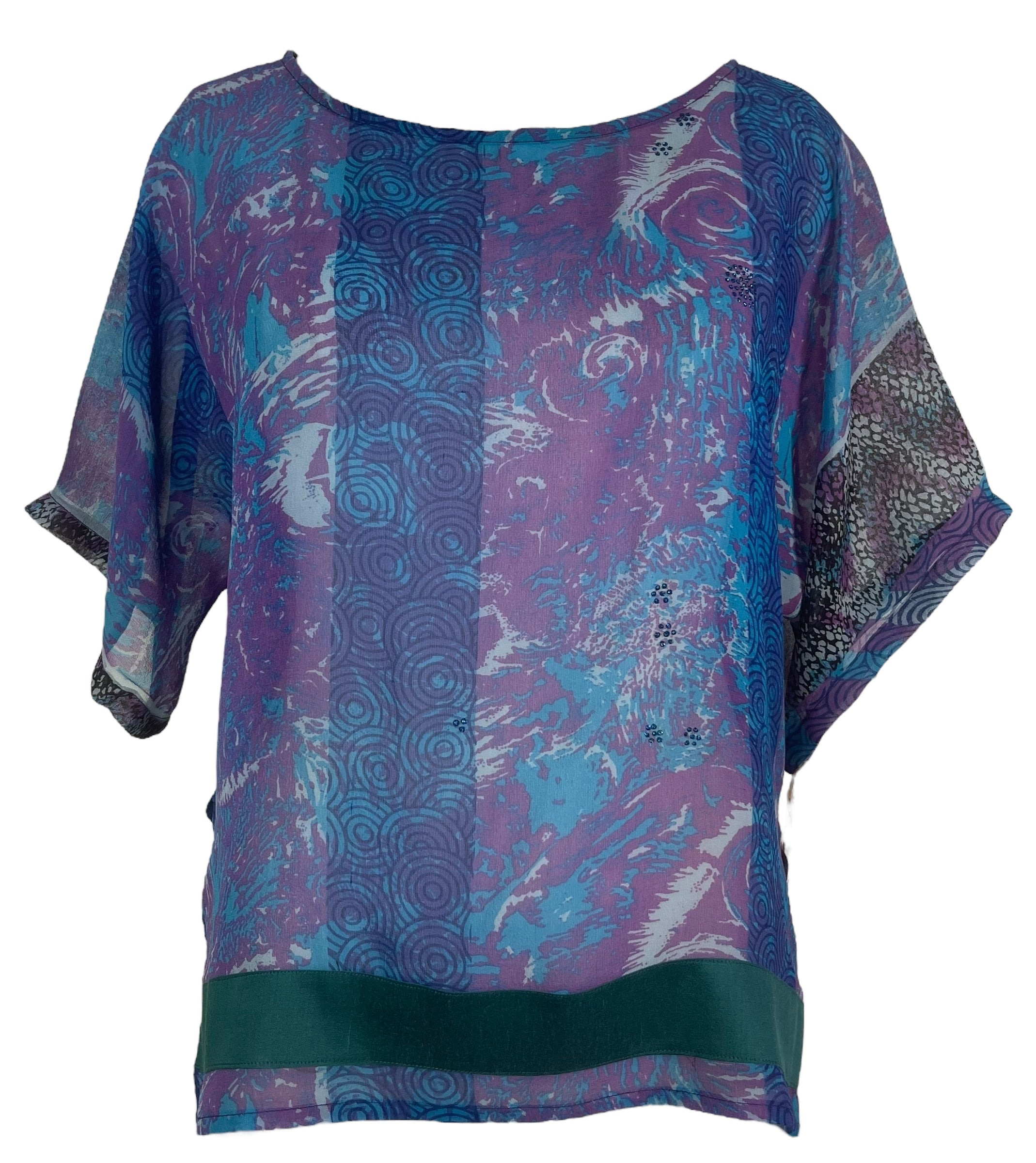 PRG8123 Sheer Avatar Pure Silk Side Slit Top