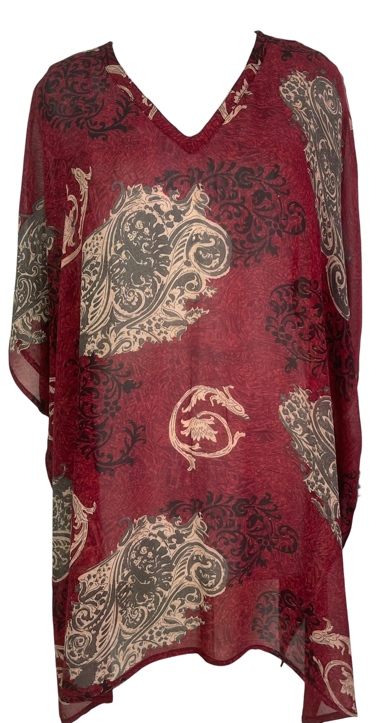 PREVIEW PRG8479 Sheer Avatar Pure Silk Short Kaftan Tunic with Slits by FEBRUARY2026 – Handmade ethical Short Kaftan from sariKNOTsari using upcycled silk. Designed in Canada for travel and slow fashion, loved from Toronto to LA to Sydney.