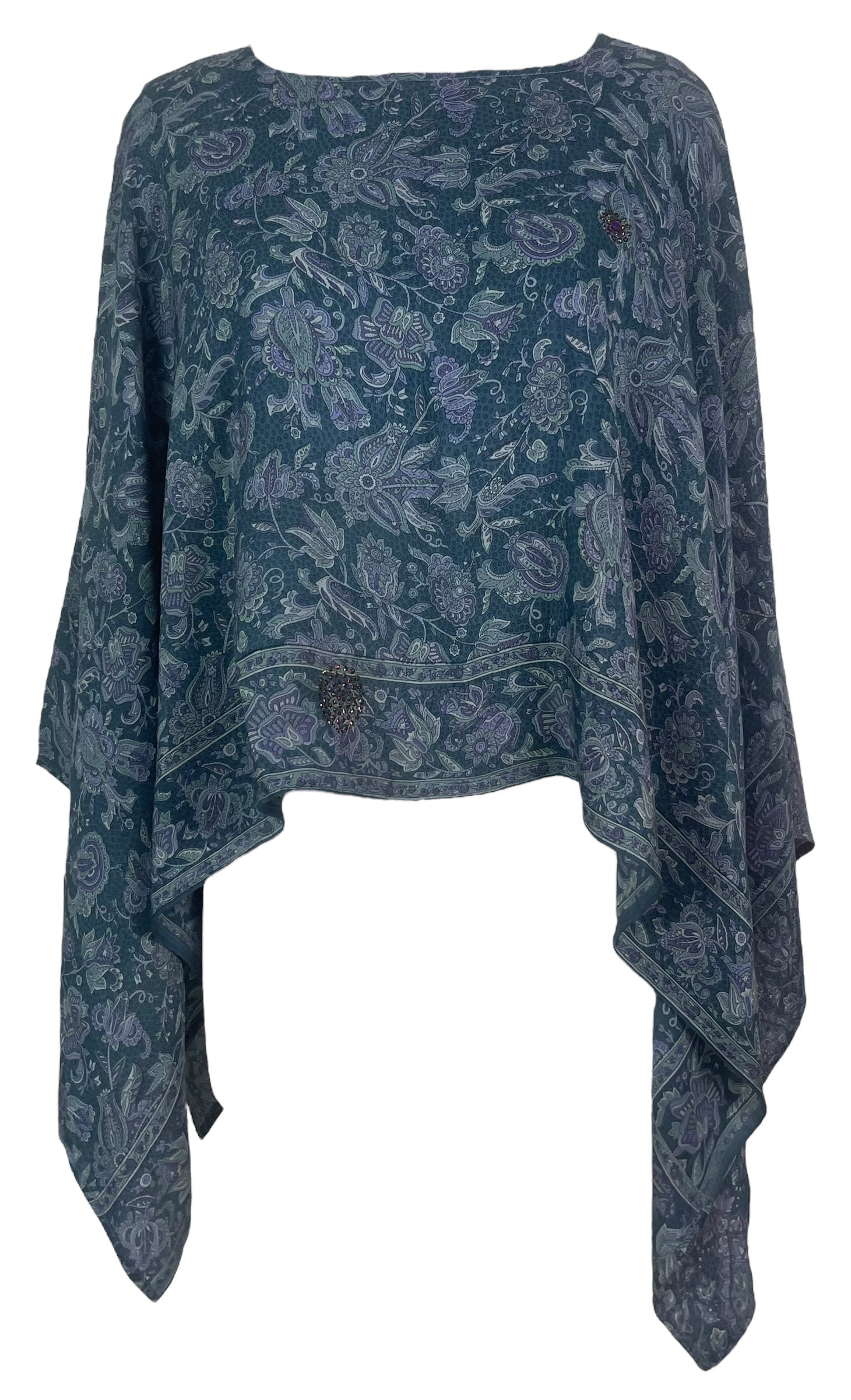 PREVIEW PRC7865 Avatar Pure Silk Capelet Poncho by DECEMBER2025 – Handmade ethical Poncho from sariKNOTsari using upcycled silk. Designed in Canada for travel and slow fashion, loved from Toronto to LA to Sydney.