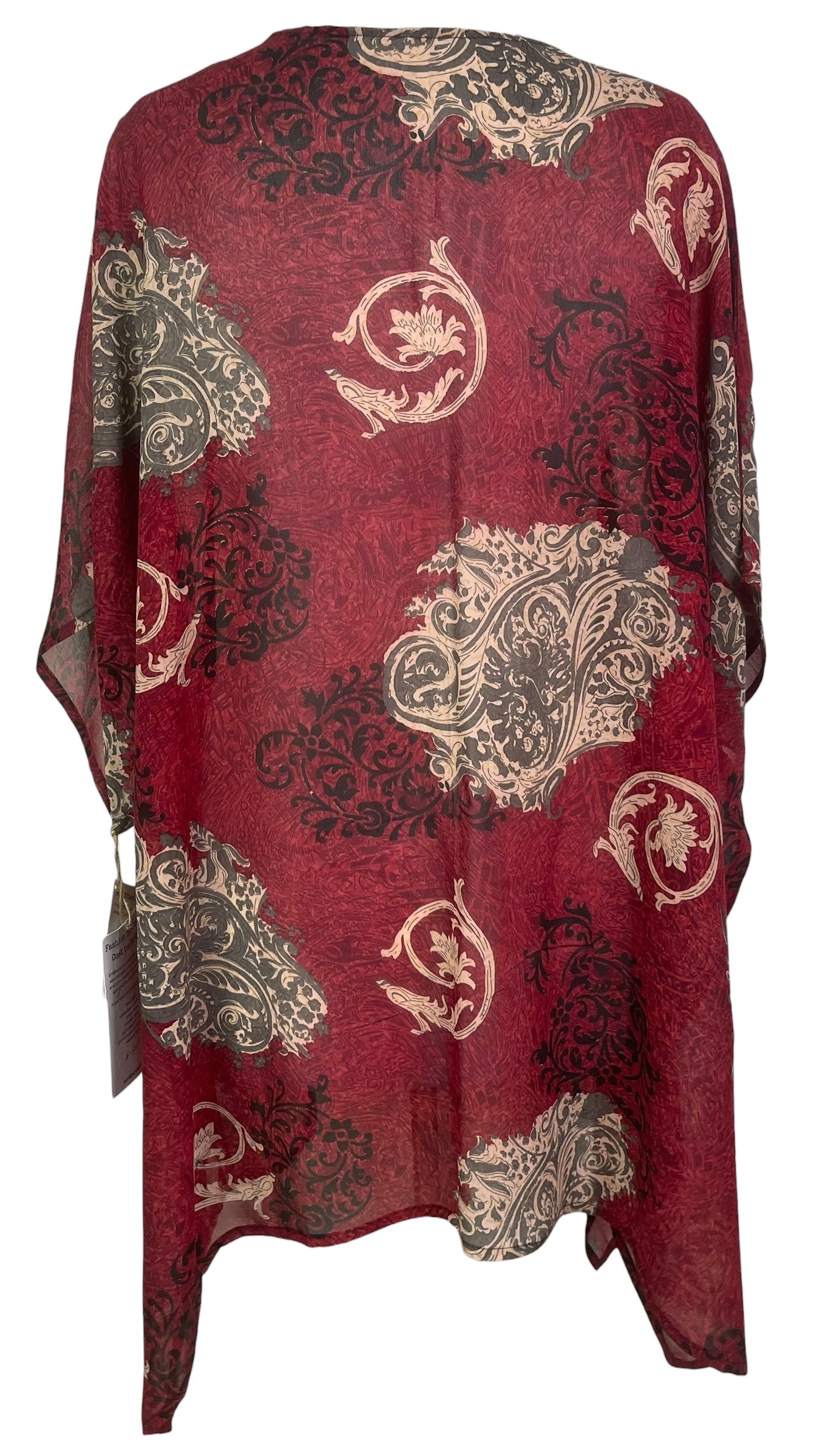 PREVIEW PRG8479 Sheer Avatar Pure Silk Short Kaftan Tunic with Slits by FEBRUARY2026 – Handmade ethical Short Kaftan from sariKNOTsari using upcycled silk. Designed in Canada for travel and slow fashion, loved from Toronto to LA to Sydney.