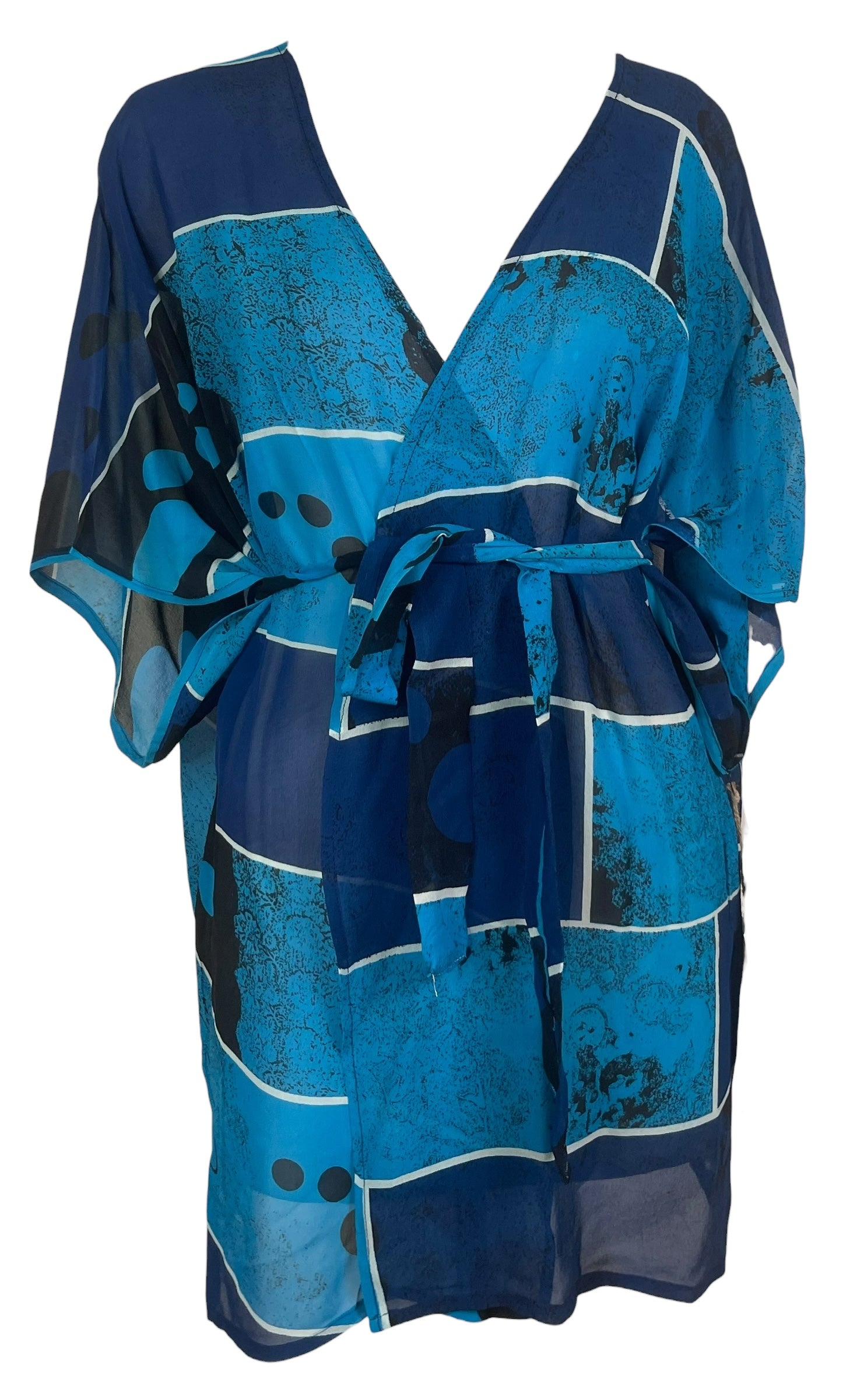 PREVIEW PRG8531 Sheer Wabi Sabi Pure Silk Kimono-Sleeved Jacket with Belt by MARCH2026 – Handmade ethical Short Kimono from sariKNOTsari using upcycled silk. Designed in Canada for travel and slow fashion, loved from Toronto to LA to Sydney.