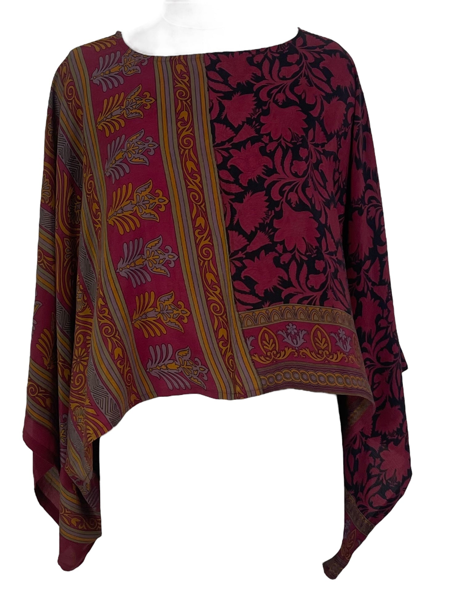 REVOLUTIONHER PRC6709 Avatar Pure Silk Kimono-Sleeved Top