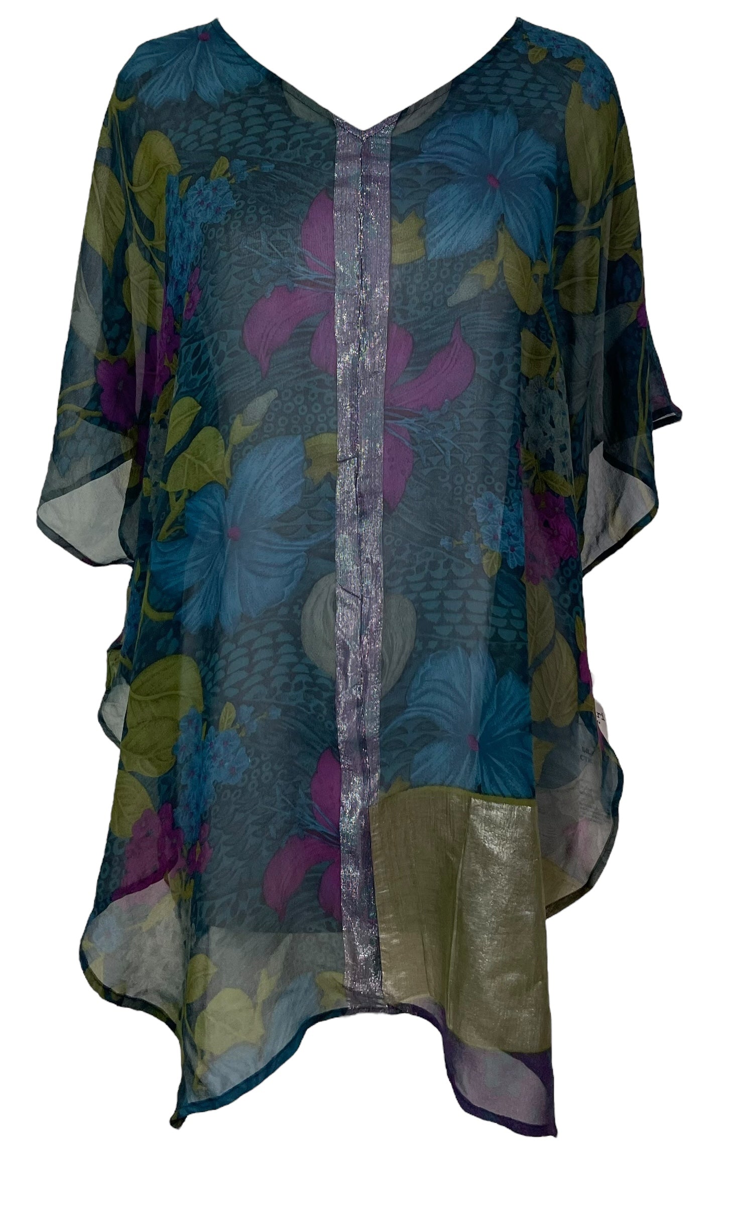 PRG7109 Sheer Avatar Pure Silk Waterfall Top