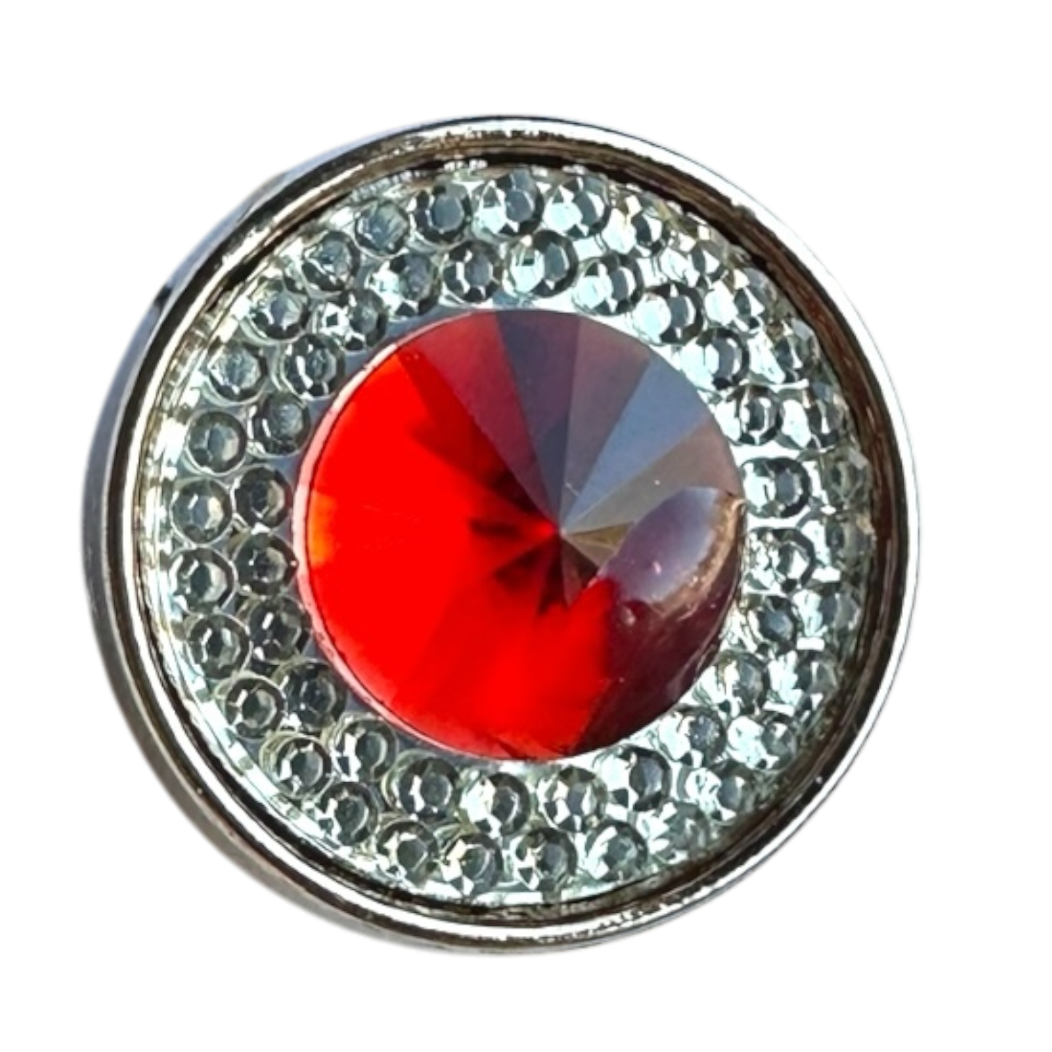 Red Gem with Rhinestones Magnetic Button