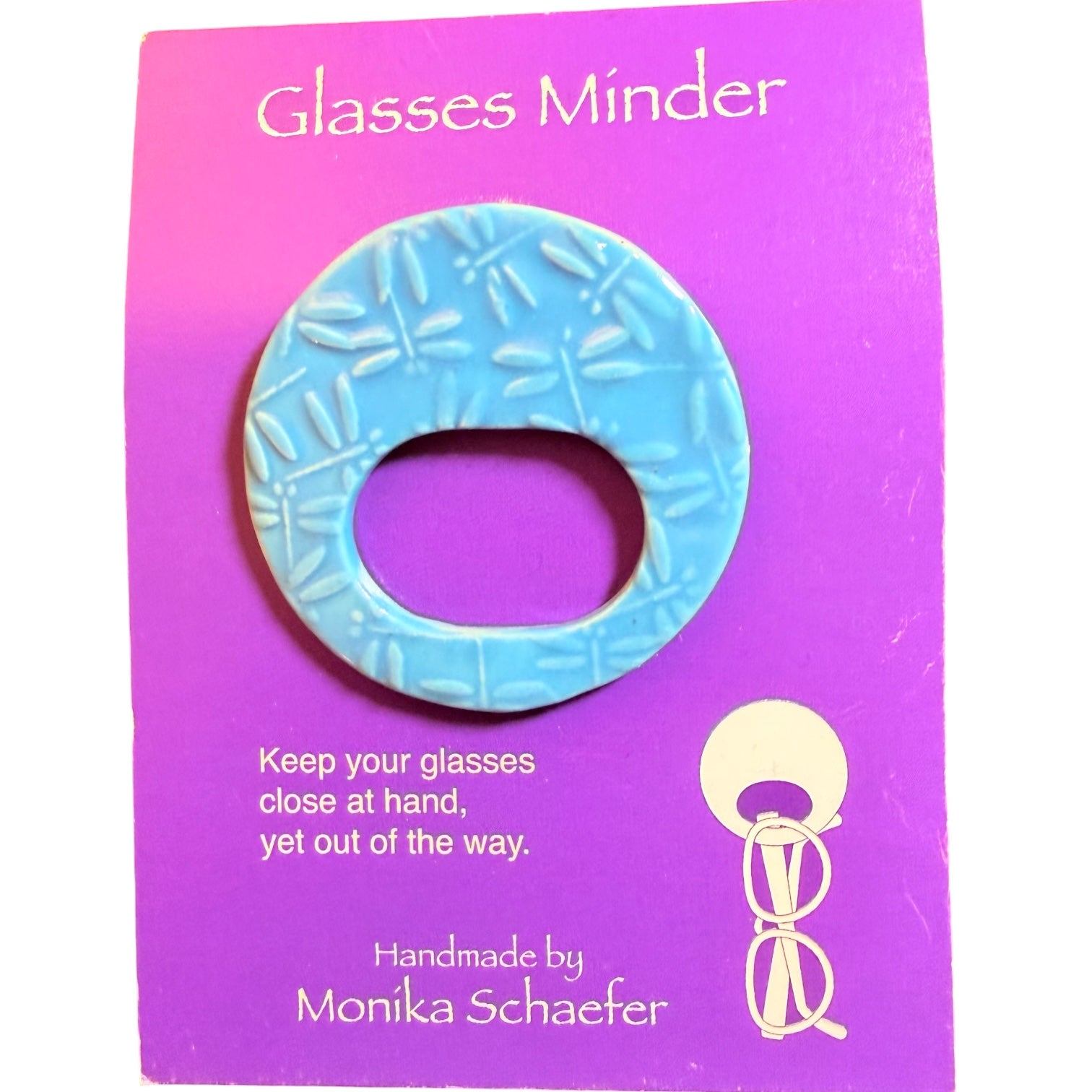 Teal Blue Dragonfly Ceramic Glasses Minder