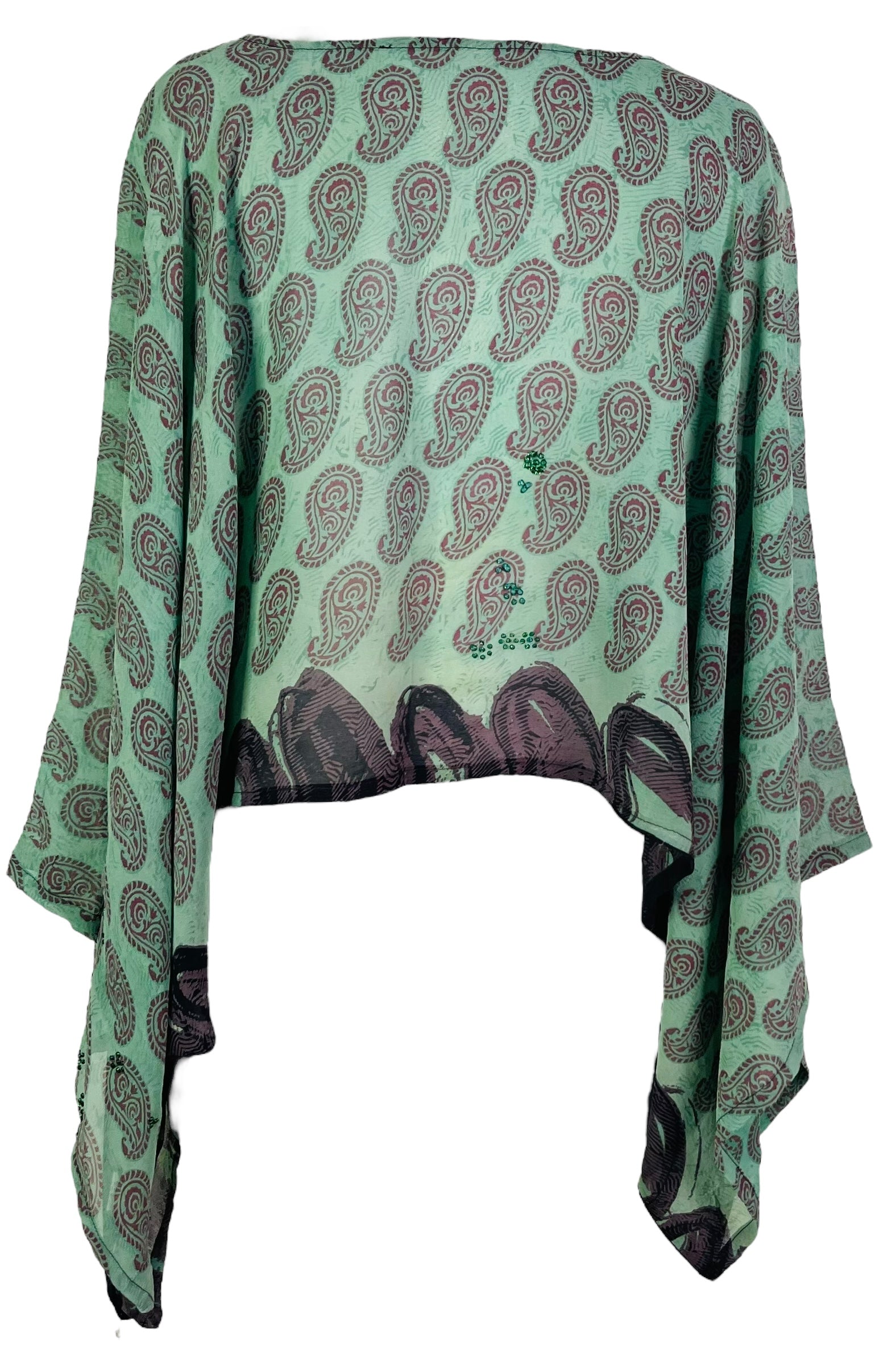 PRG7329 Sheer Avatar Pure Silk Kimono-Sleeved Top