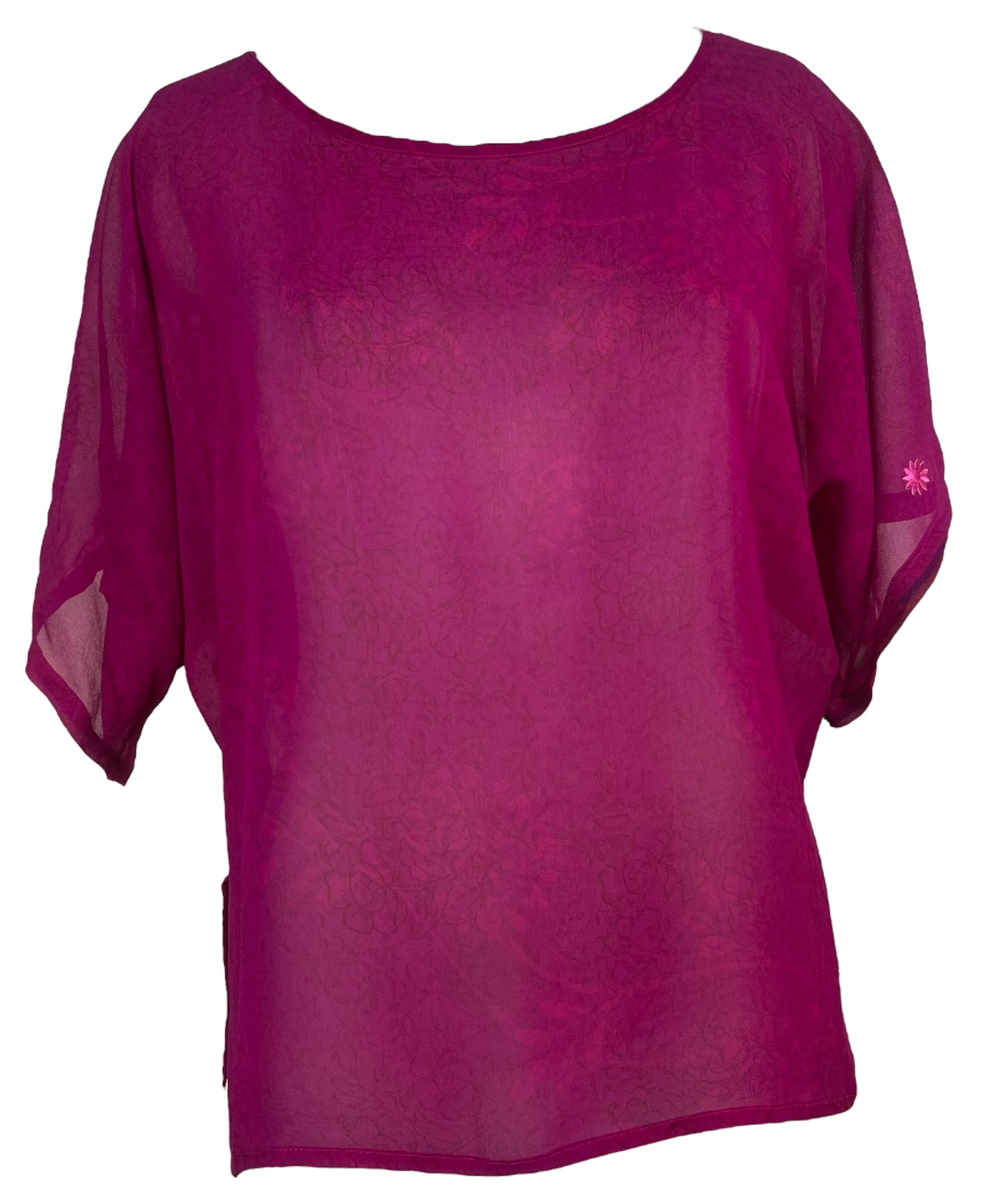 PRG8058 Sheer Avatar Pure Silk Side Slit Top