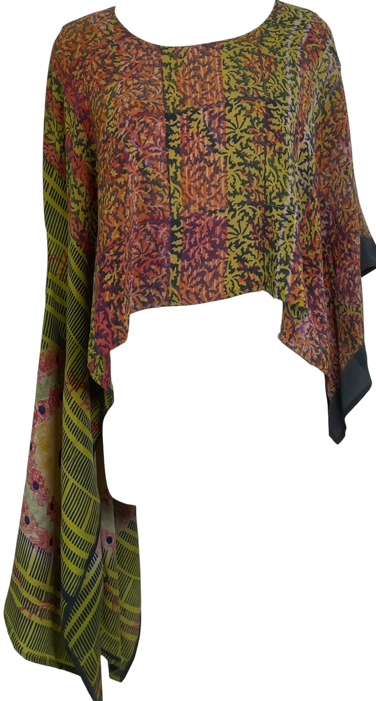 PREVIEW PRC8651 Avatar Pure Silk Versatile Vest by MARCH2026 – Handmade ethical Vest from sariKNOTsari using upcycled silk. Designed in Canada for travel and slow fashion, loved from Toronto to LA to Sydney. Featuring Zsiska, Bryn Walker and Artisan Leather coats by Rejean Pepin, Pepin designs